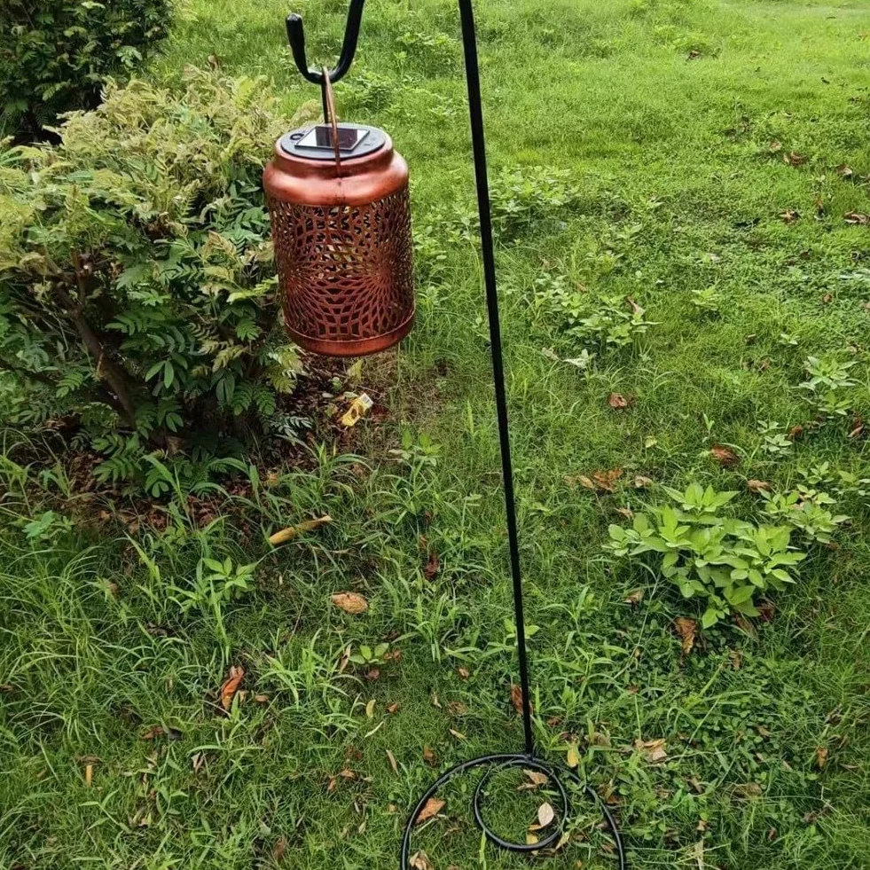 Gancio da pastore in ferro antiruggine per piante da giardino nero