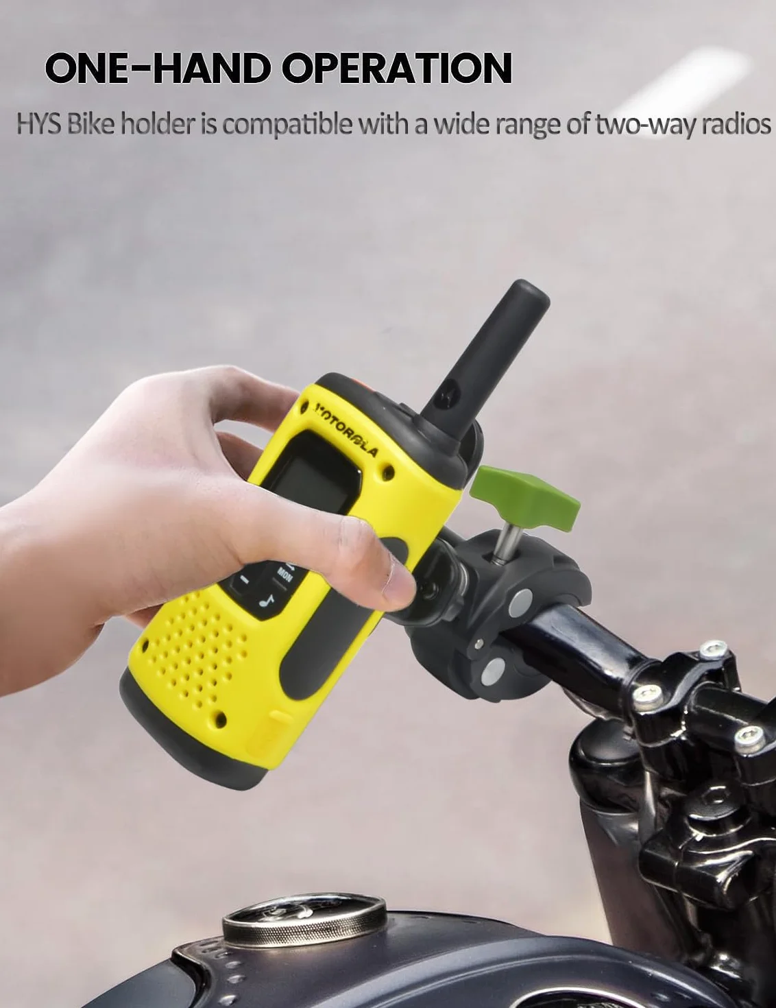 Motorola Cobra Midland Icom Z-2 Supporto bidirezionale per walkie talkie, clip per manubrio bicicletta motocicletta morsetto radio portatile