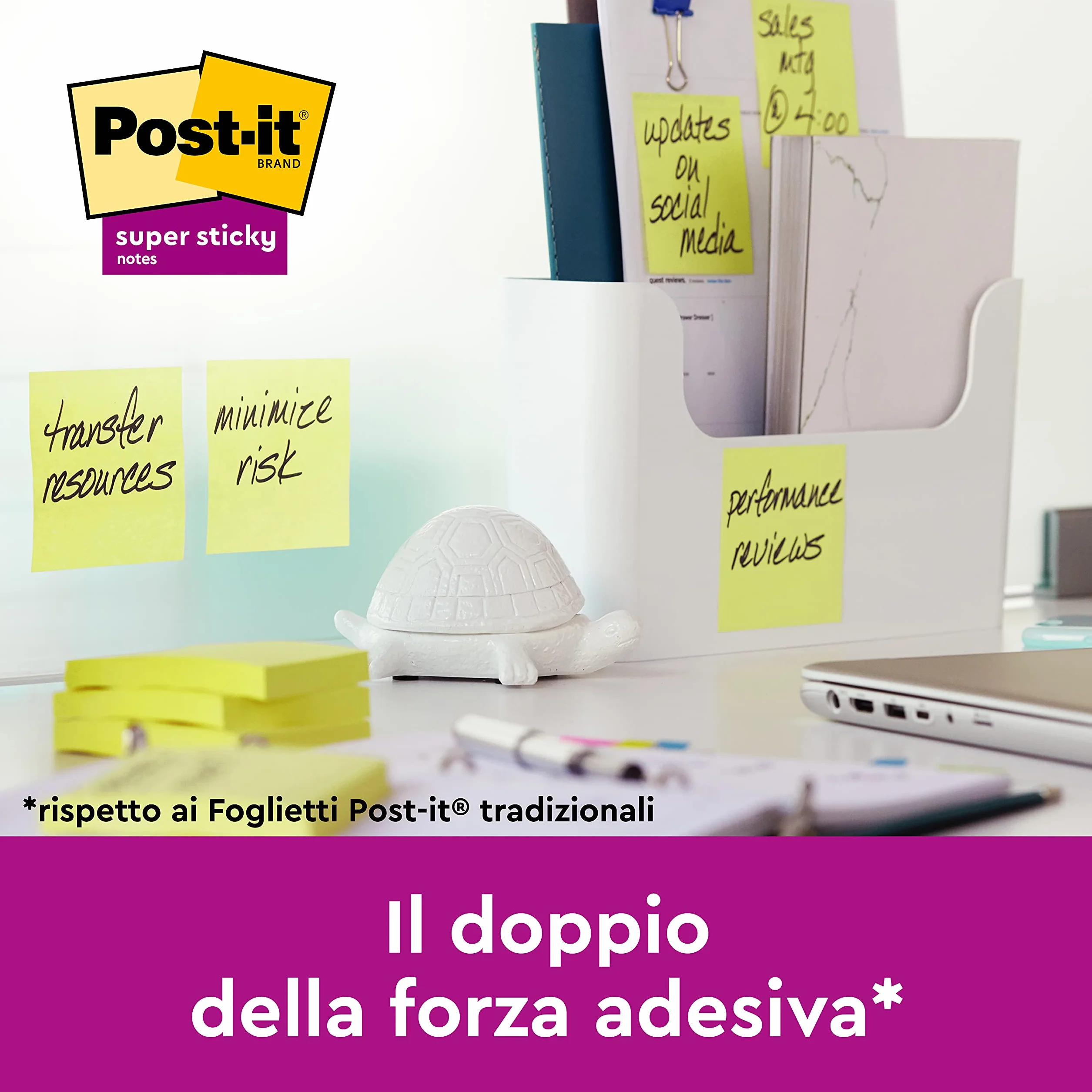 Post-It Foglietti Adesivi Super Sticky Canary Yellow 90 foglietti Giallo
