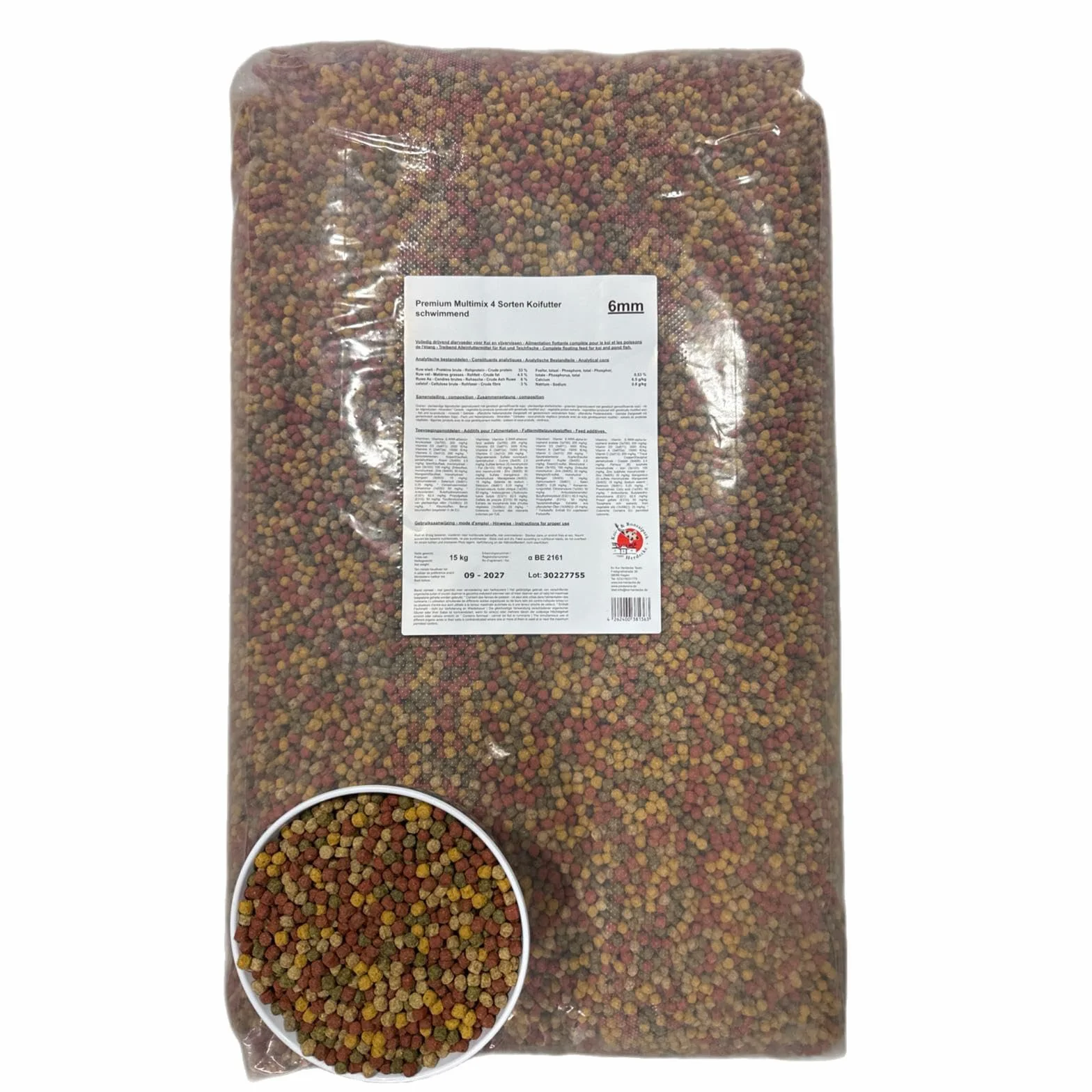 Koi Herdecke - 15 kg di mangime misto per carpe Koi | Pellet galleggianti da 6 mm | adatto per pesci ornamentali - pesci rossi - orfe - shubunkine | Confezione da 15 kg - alimento completo