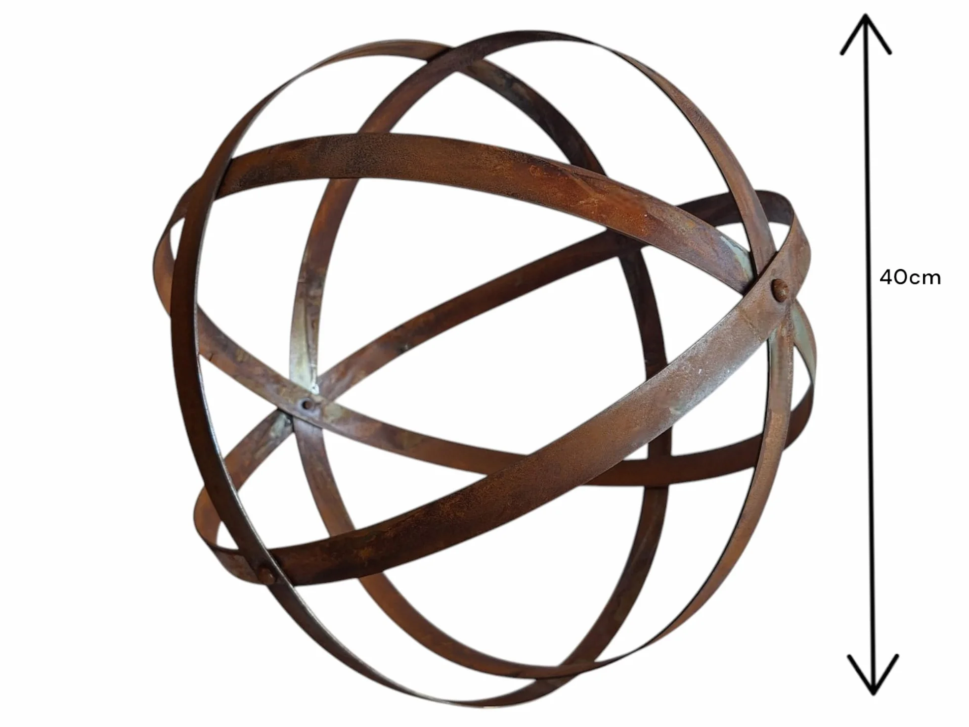 Bornhöft Sfera da giardino in metallo, effetto ruggine, scultura decorativa in acciaio per giardino, decorazione da giardino (40 cm)
