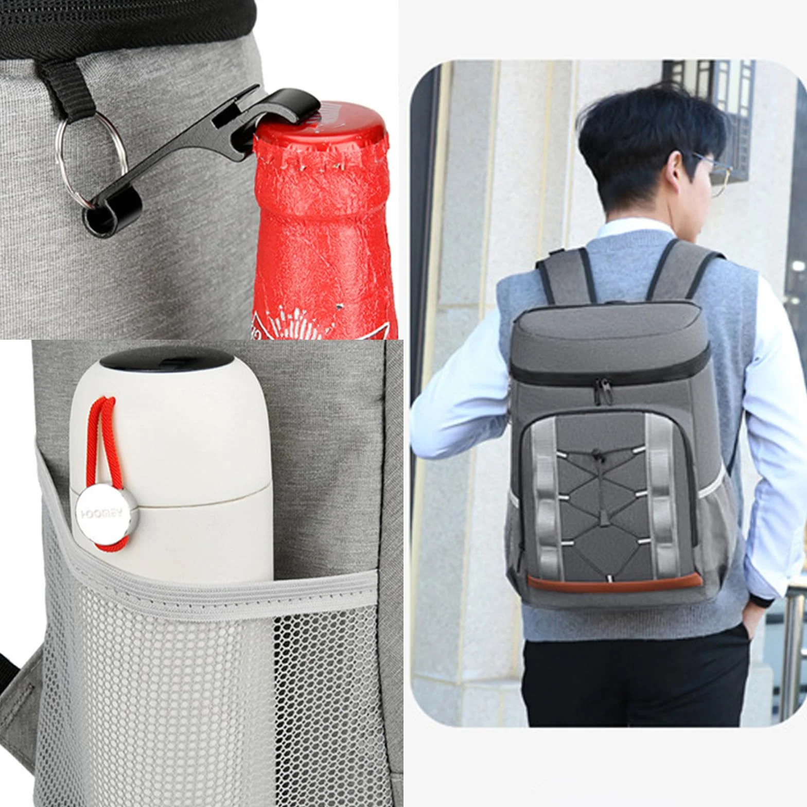 Zaino termico termico da 30 l, grande capacità, per picnic, picnic, spiaggia, campeggio, colore nero