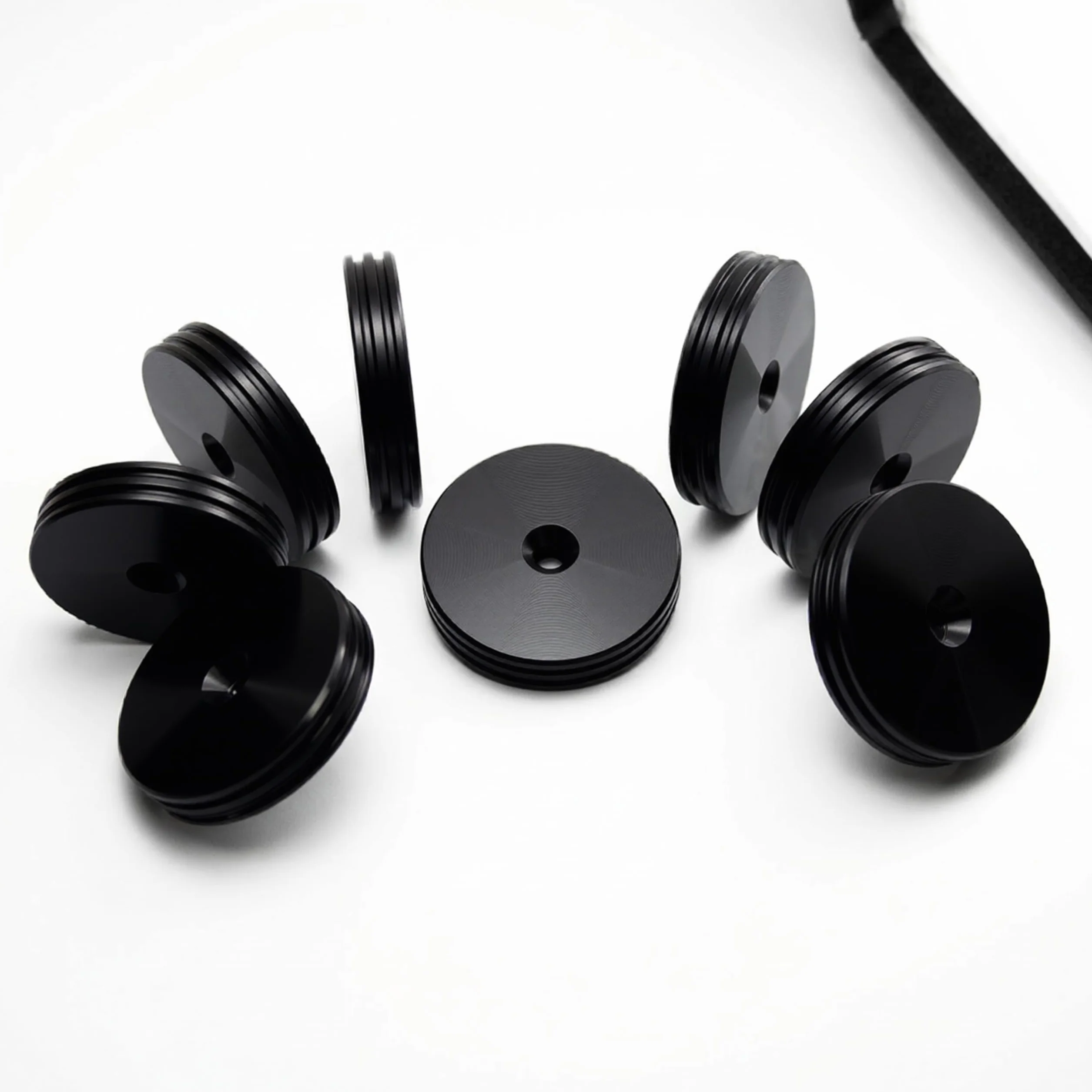 PrecisionGeek Set di 8 cuscinetti per altoparlanti diametro 20 mm spessore 4 mm alluminio nero