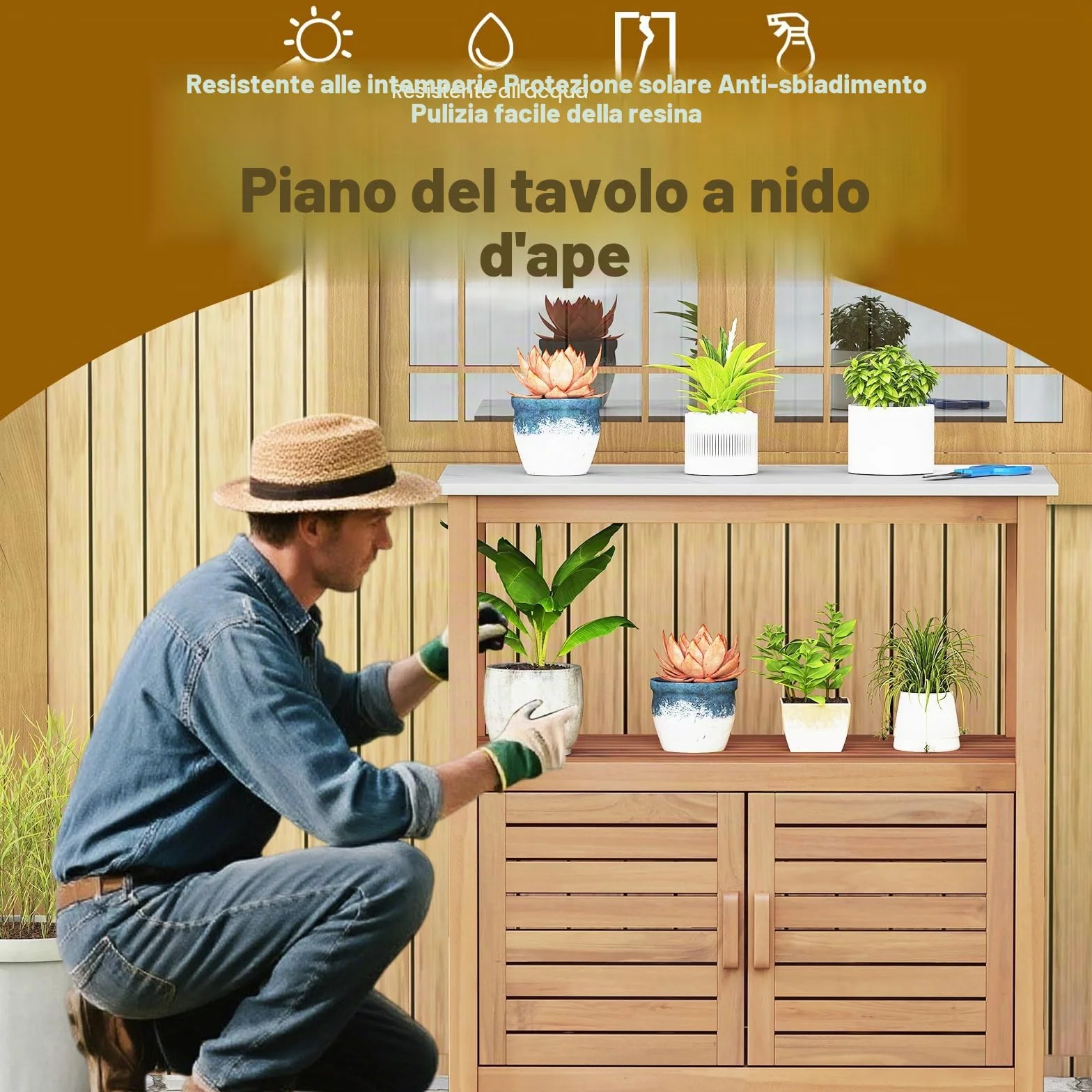 KOMFOTTEU Armadio da esterno in legno massello 80x40x90,5 cm mobile portaoggetti con piattaforma per giardino balcone