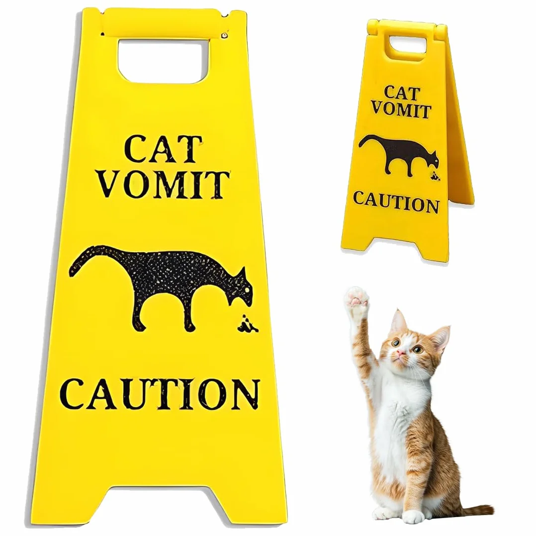 Segnale di vomito di cane, Segnale di vomito di cane divertente Segnale di avvertimento per pavimento bagnato, Segnale di vomito di animale domestico bavaglio in miniatura (B)