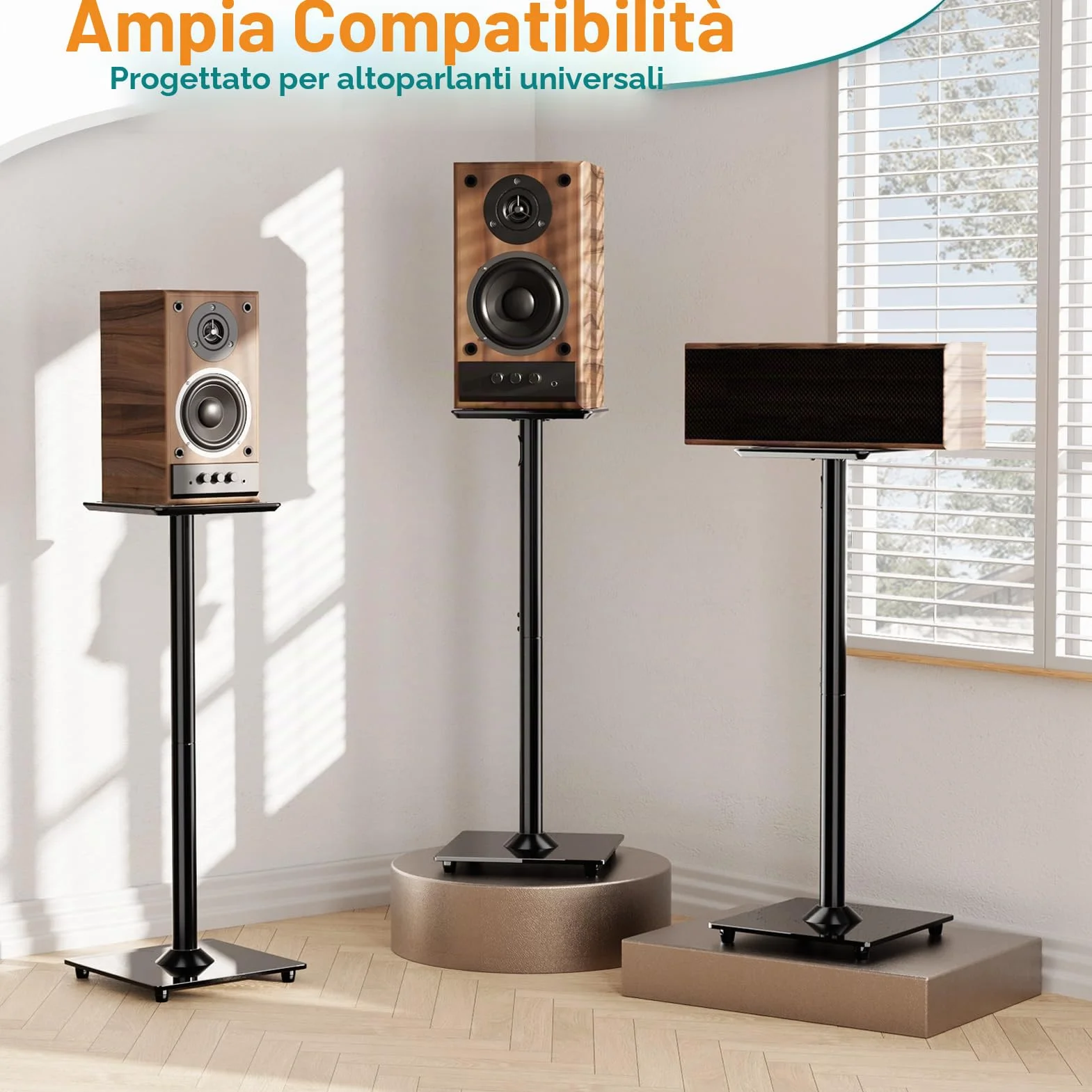 ELIVED Supporto altoparlante 808mm base vetro 10kg per Teufel JBL Sony