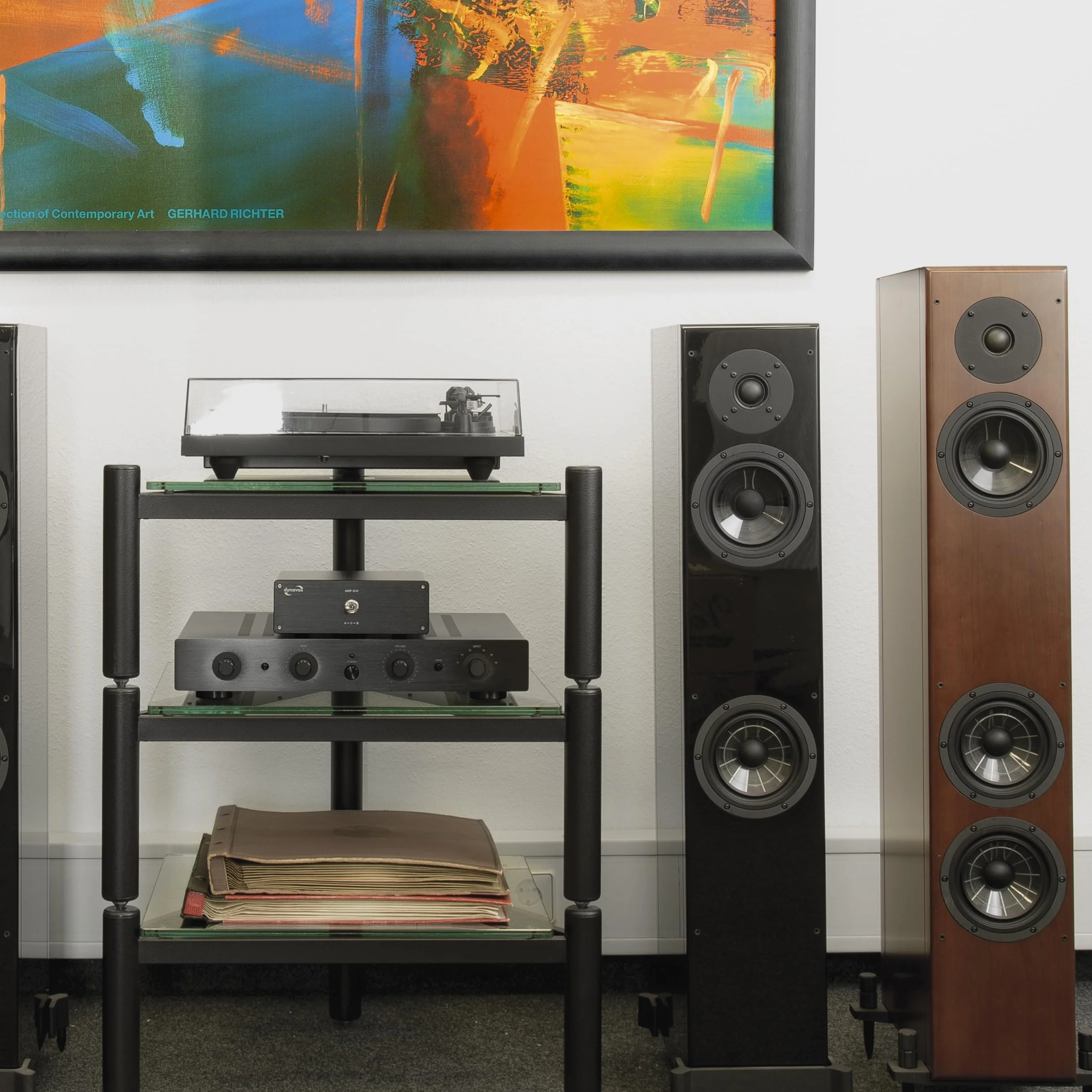 Dynavox AMP-S III commutatore amplificatori altoparlanti 2 coppie casse 1 amplificatore chassis alluminio connettori banana morsetti argento