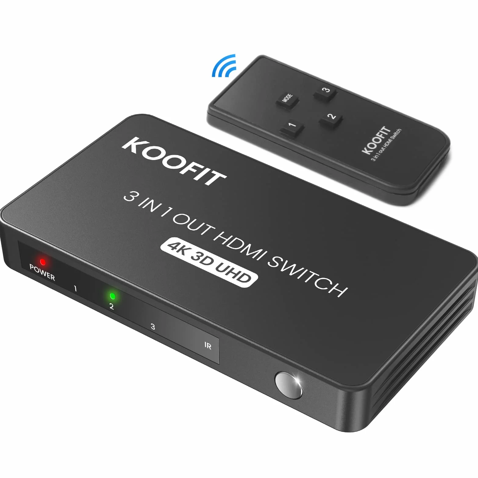 KOOFIT Switch HDMI 4K@60Hz Automatyczny 3 Porte Splitter z Telekomendą dla PS5 PS4 Xbox