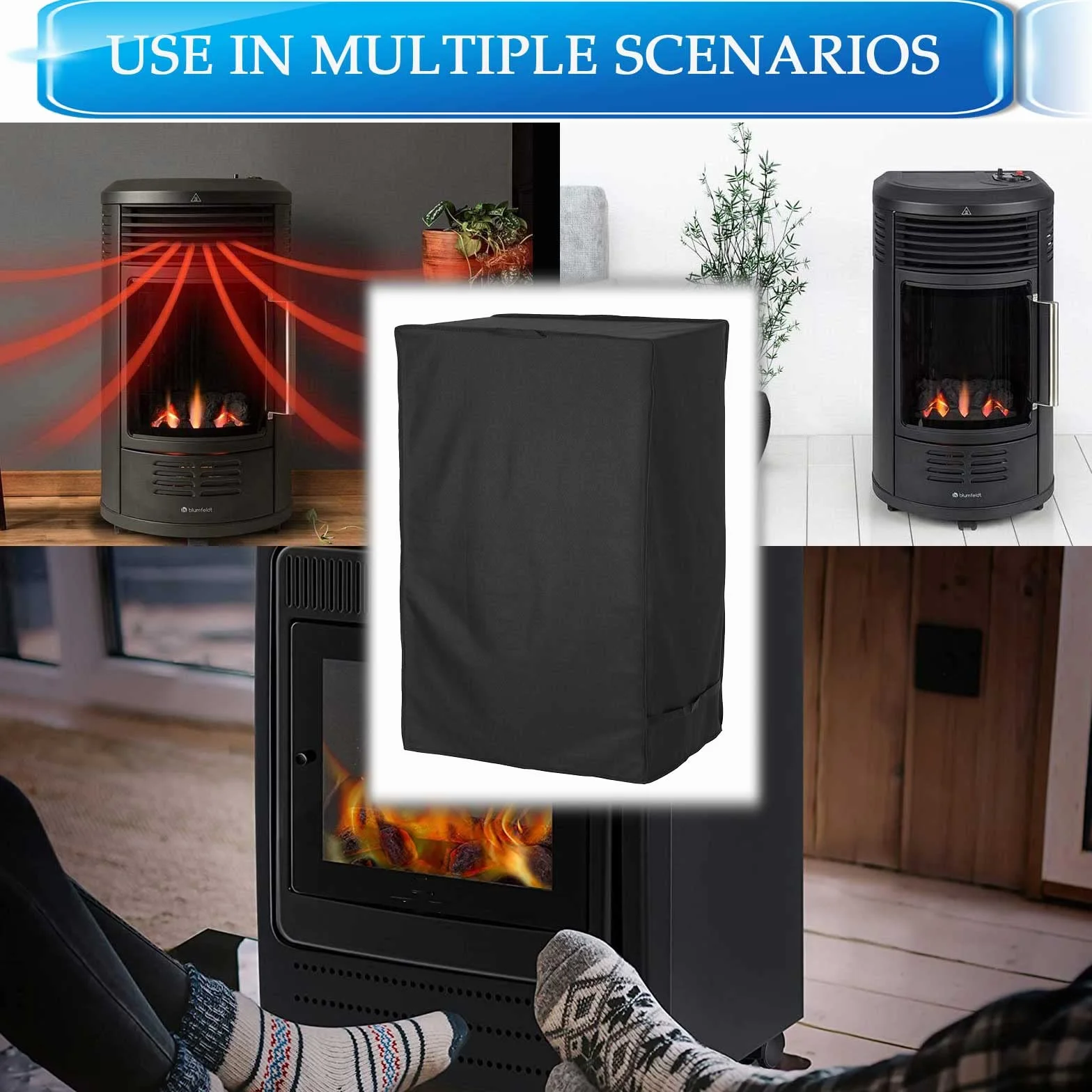 Coperture Protettive Stufetta a Gas per Interno, Stufe Portatili Cover Protettiva, Telone Stufe Portatili in Tessuto Oxford 420D, Copertura Protettiva per Riscaldatore a Gas (50x80x60cm)
