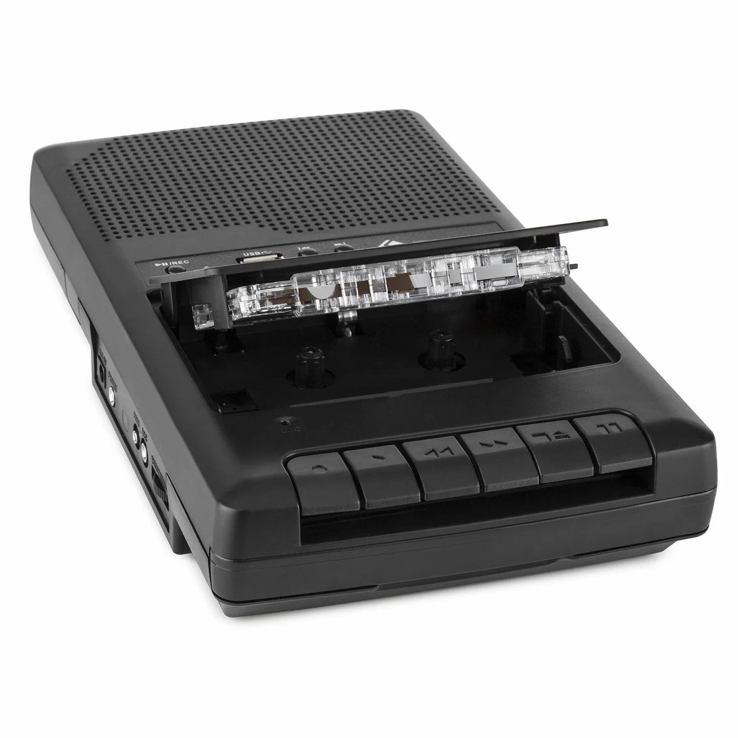 AUNA RQ-132USB Mangianastri Lettore Cassette Tape Portatile con Microfono Nero