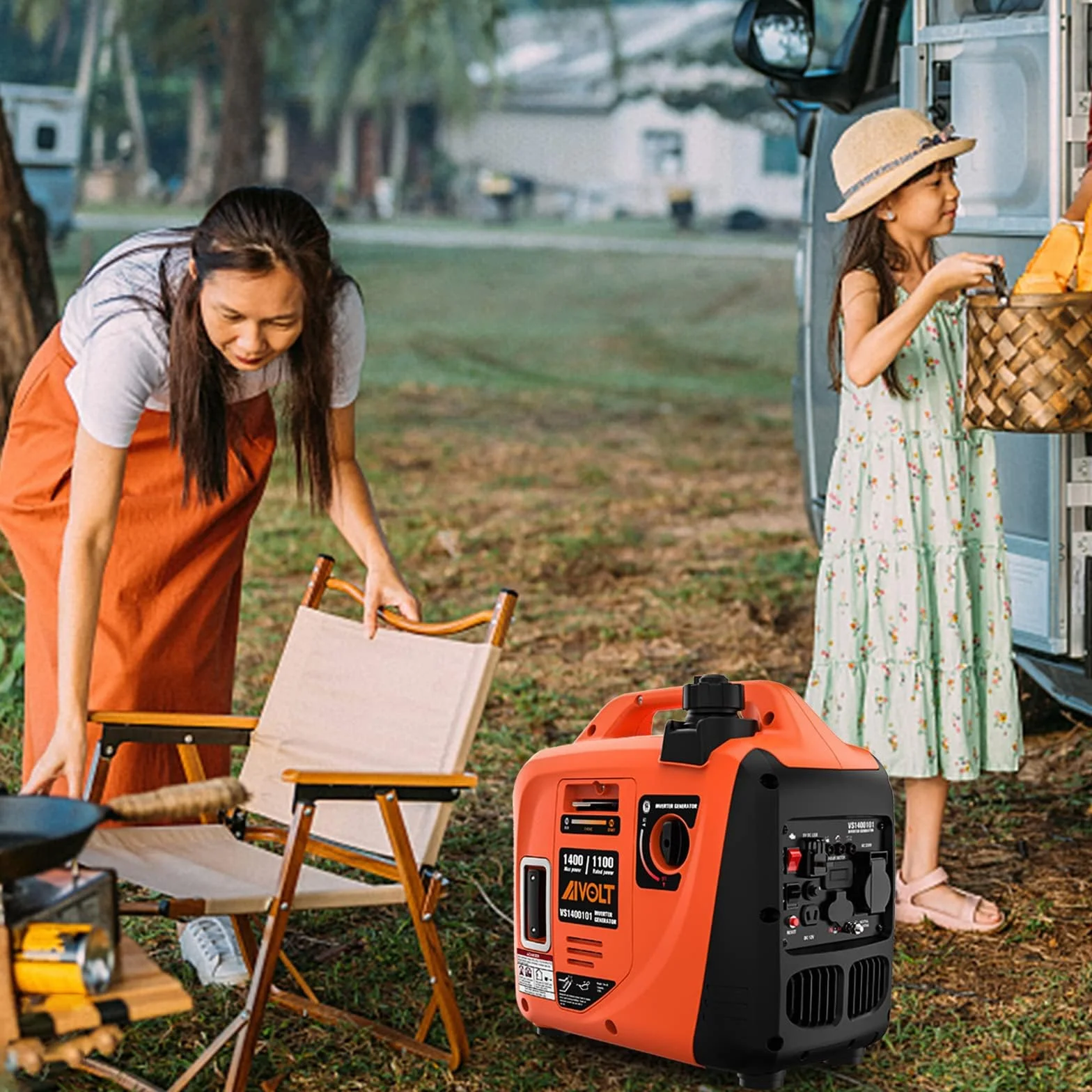 AIVOLT Generatore Inverter 1400 Watt generatore di corrente silenziato gruppo elettrogeno emergenza a benzina silenzioso per campeggio, festival e uso domestico con 2 prese USB, 12V DC e 230 V AC