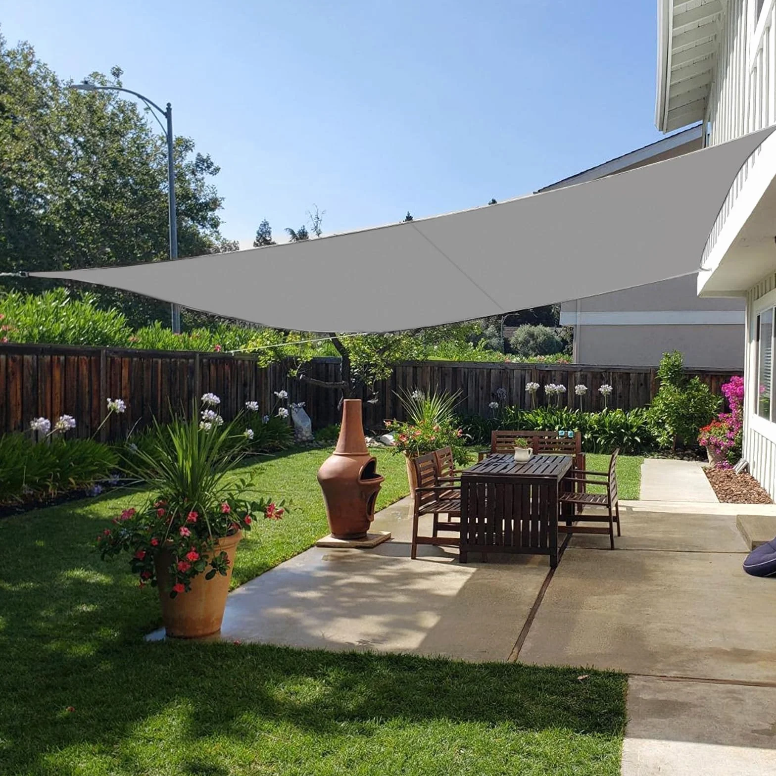 Vela Ombreggiante Impermeabile 3x4m Protezione UV Tenda A Vela per Esterno Grigio