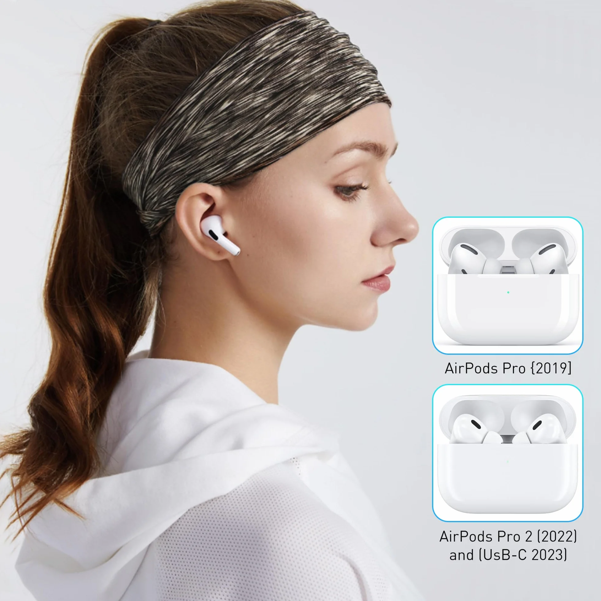 YISH Gommini per AirPods Pro/AirPods Pro 2 4 Paia Cuffie Auricolari con Custodia Penna Pulizia Foro Riduzione Rumore Ricambio (XS/S/M/L)