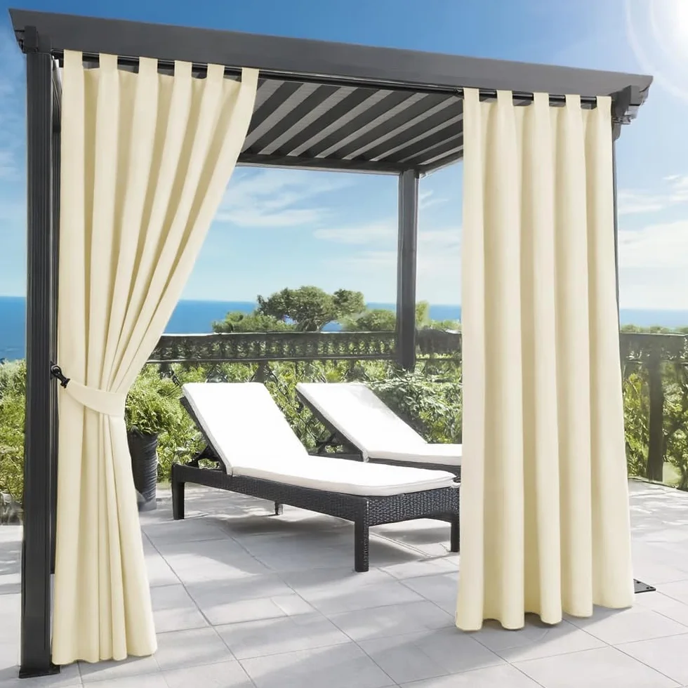 Home Tresor Tenda per Gazebo 160 x 270 cm da Esterno Impermeabile Antivento con Passanti e Bottoni, Oscurante e Lavabile – Idrorepellente per Pergolato Balcone Giardino - 1 Pannello, Crema