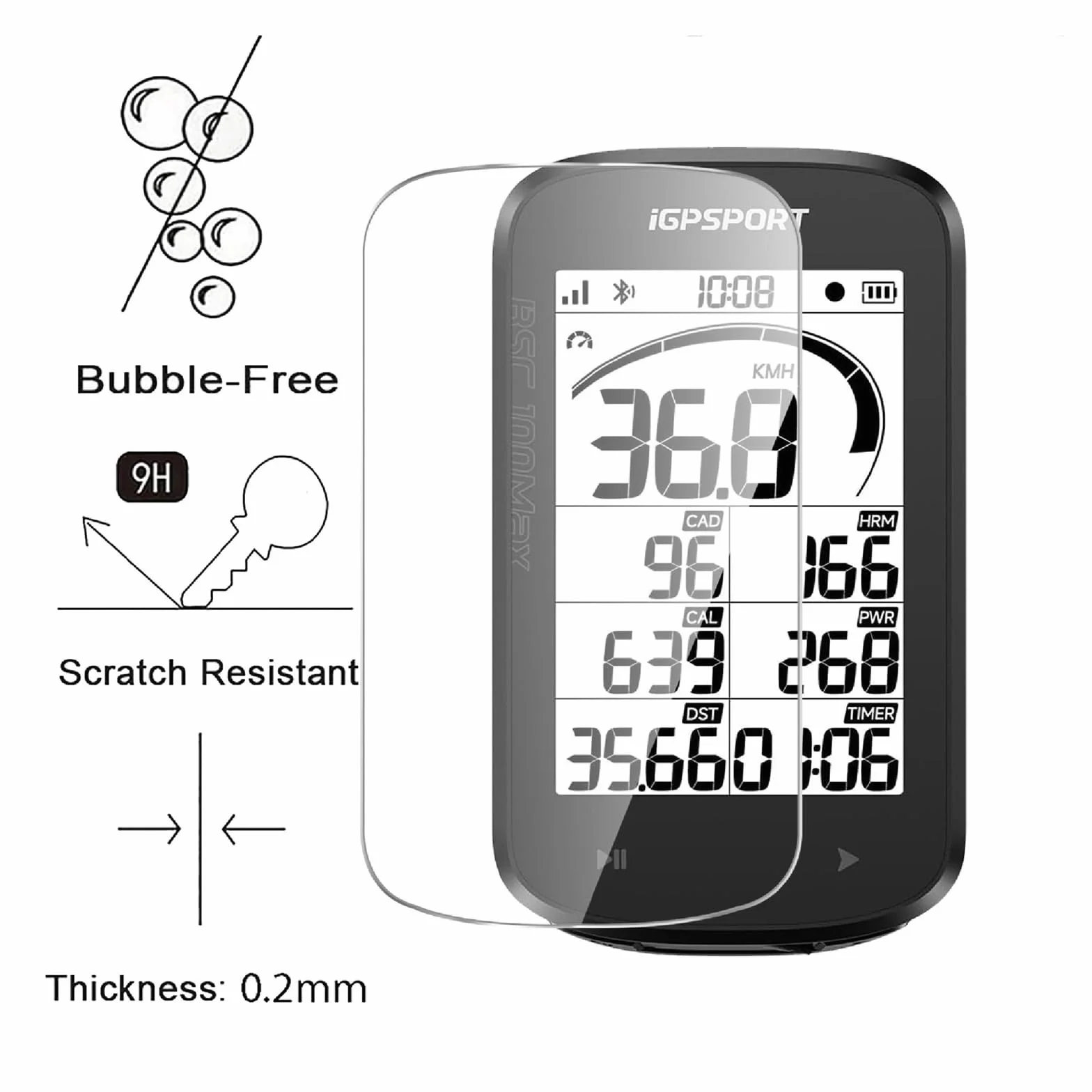 Pellicola Protettiva Vetro Temperato per iGPSPORT BSC100 Max, 4 Pezzi, Trasparente