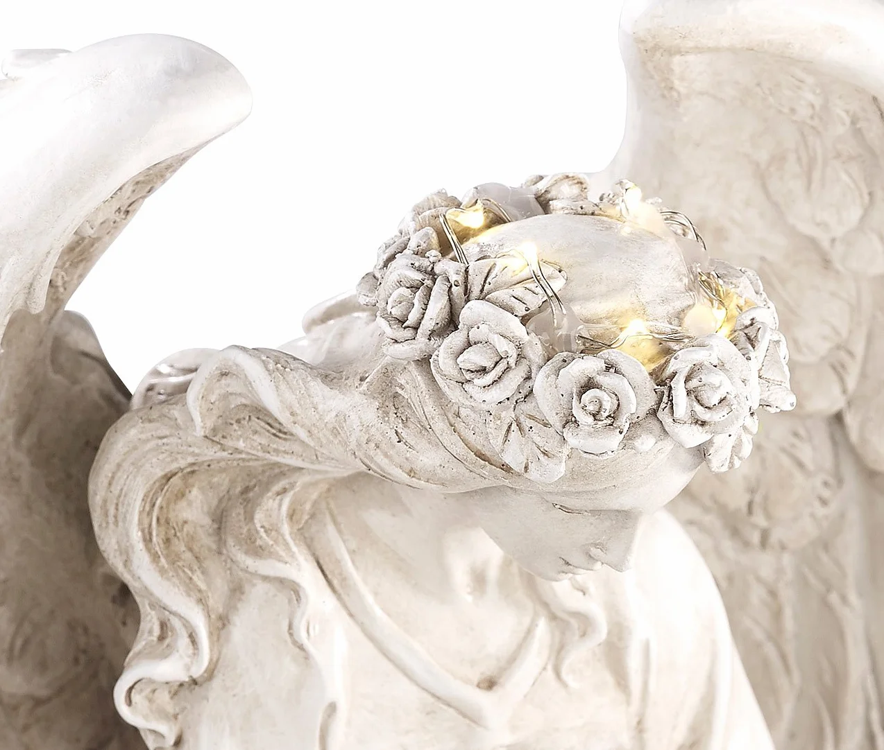 Lunartec Statue da Giardino - Angelo: Figura di Angelo Custode LED Solare, per Interni ed Esterni, 24,5 cm, IP44 (LED per Esterni, Tomba, Tomba)