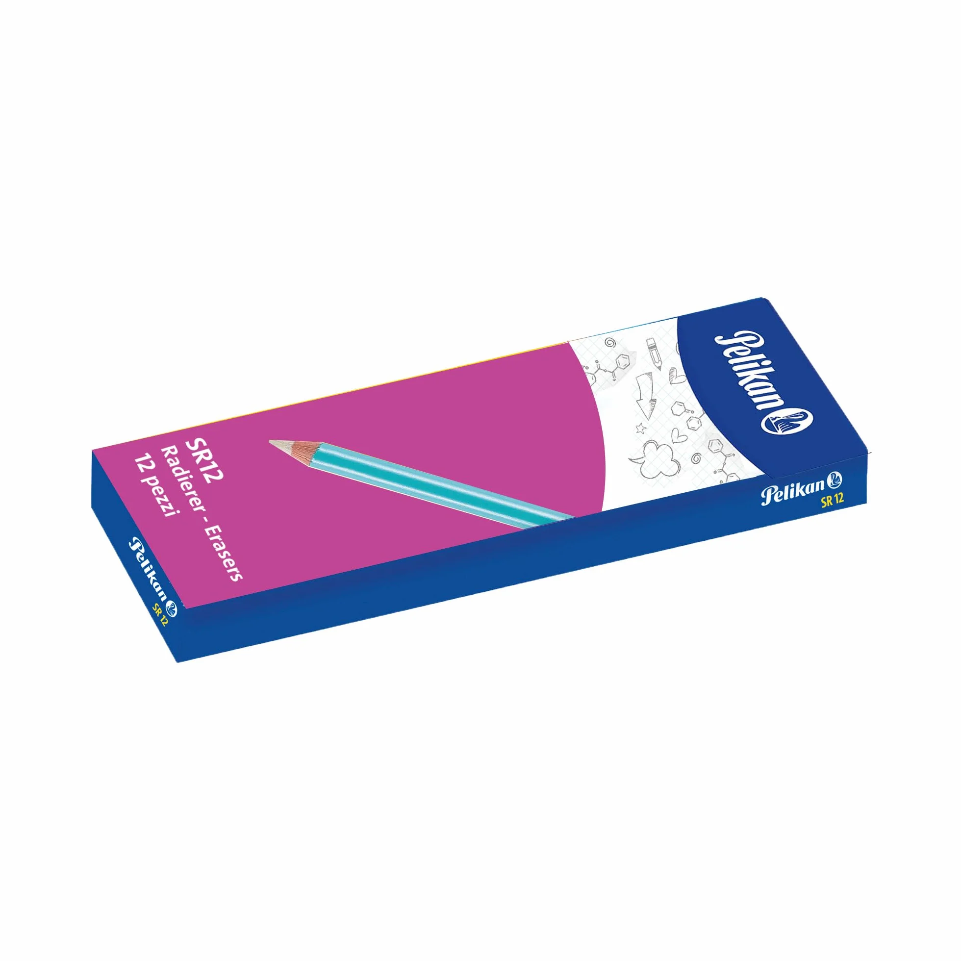 Pelikan SR 12 Gomma Cancellare a Forma di Matita 12 Pezzi per Disegno Tecnico e Artistico