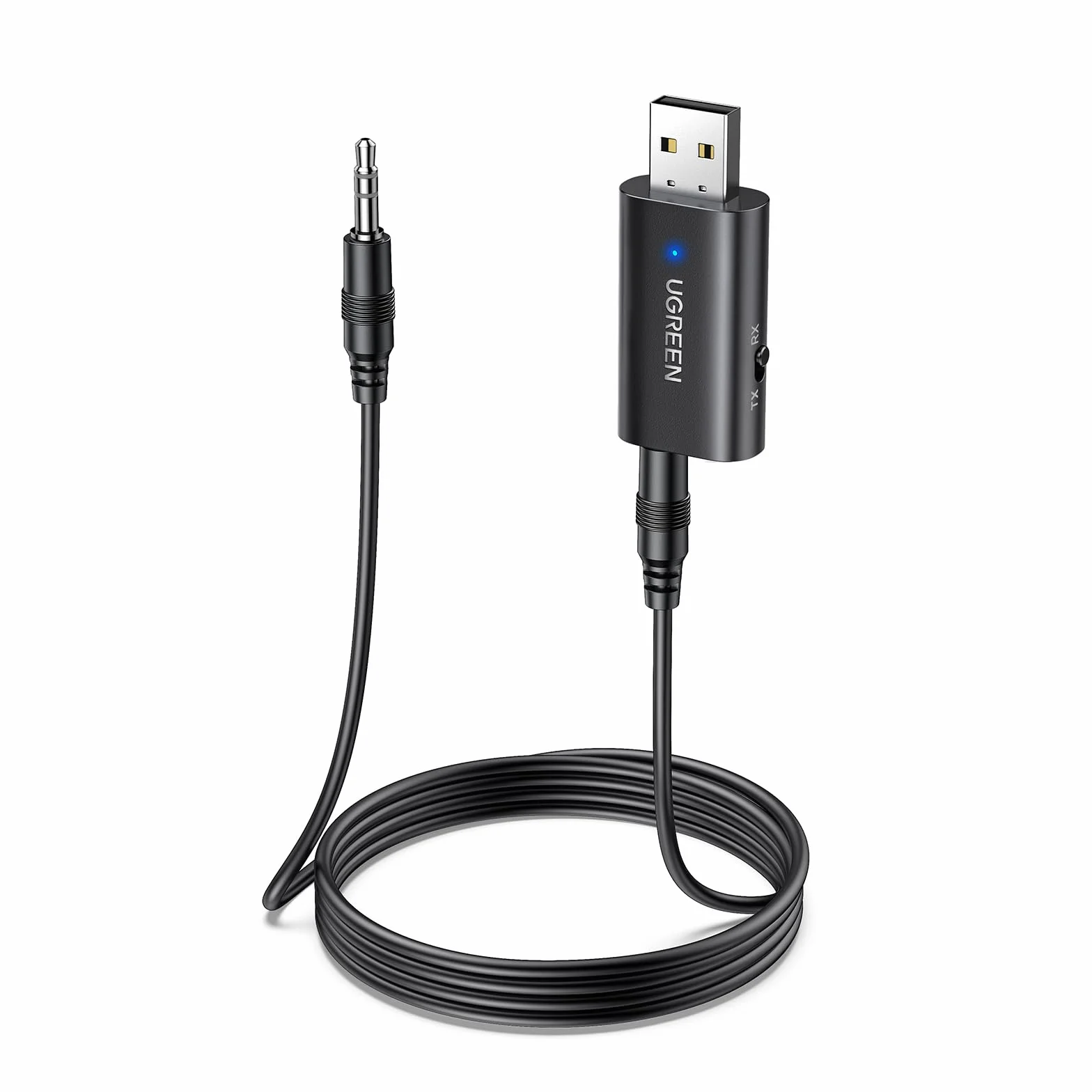 UGREEN Adattatore Jack 3,5mm Bluetooth 5.4 2-IN-1 Trasmettitore Ricevitore con Cavo Audio Aux