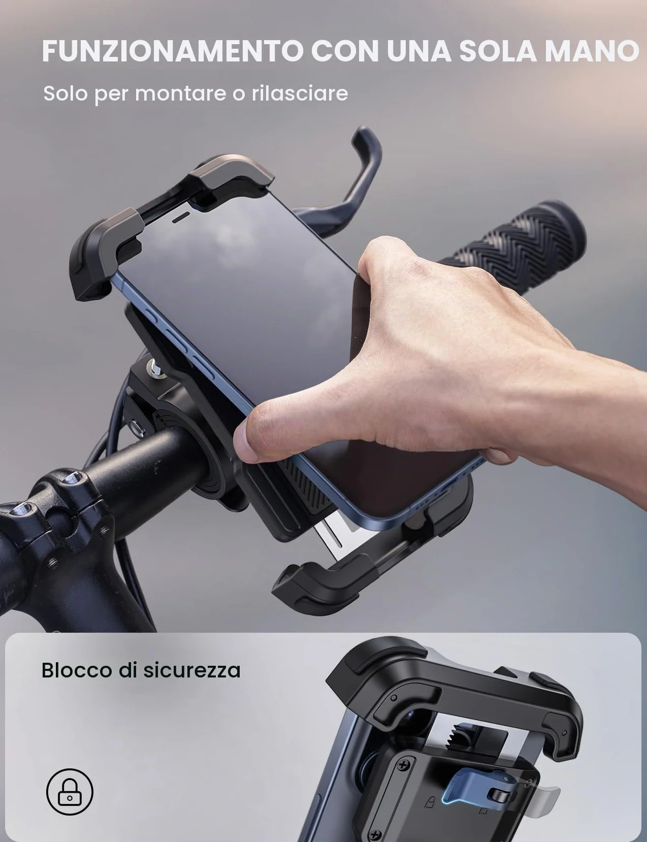 Lamicall Supporto Telefono Bicicletta Motociclo, Porta Cellulare Bici Manubrio per iPhone 17 16 15 14 13 Pro Max/Plus/Mini, Samsung S10 S9, 4.7-6.8"