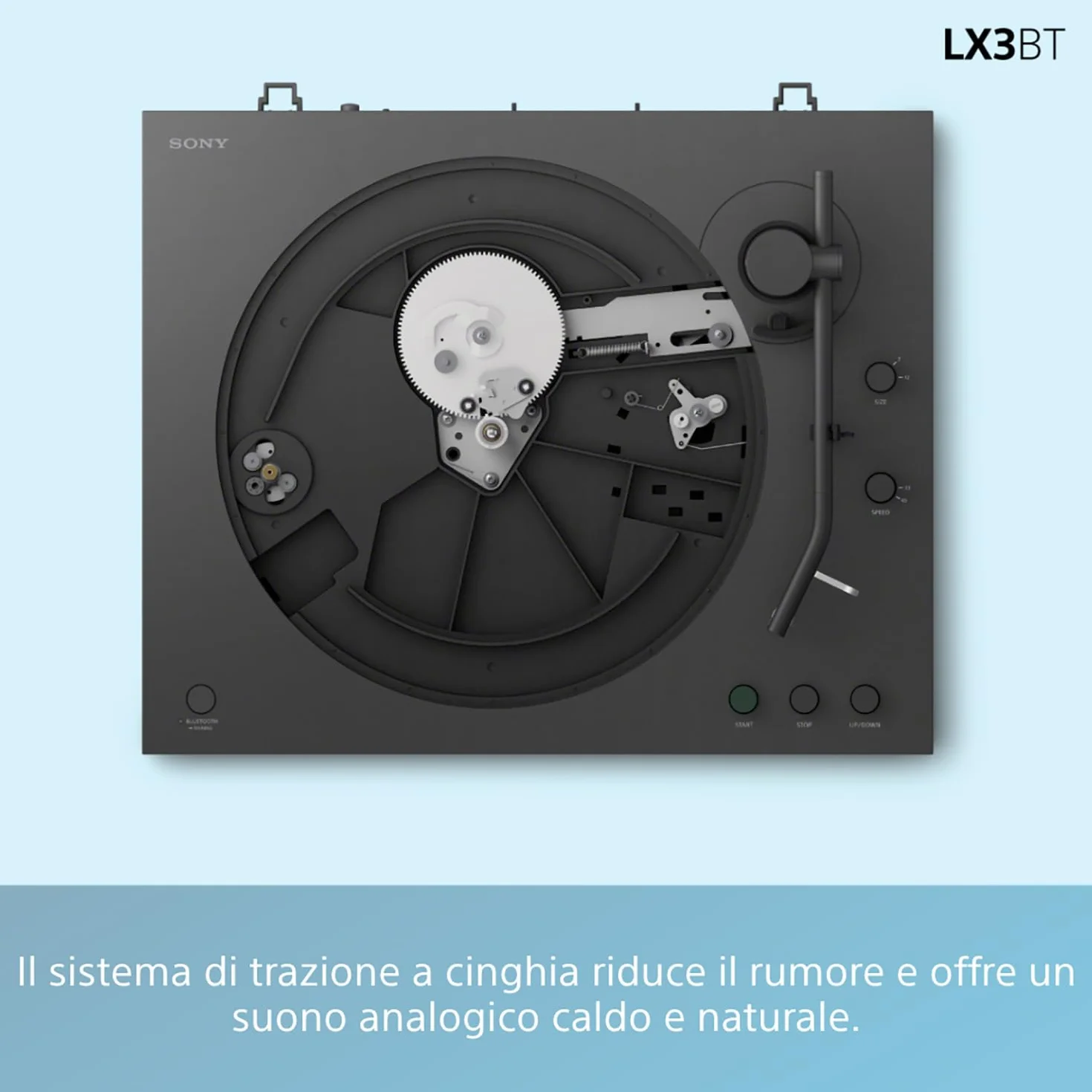 Sony PS-LX3BT giradischi wireless Bluetooth audio Hi-Res trasmissione a cinghia preamplificatore phono 2 velocità coperchio antipolvere