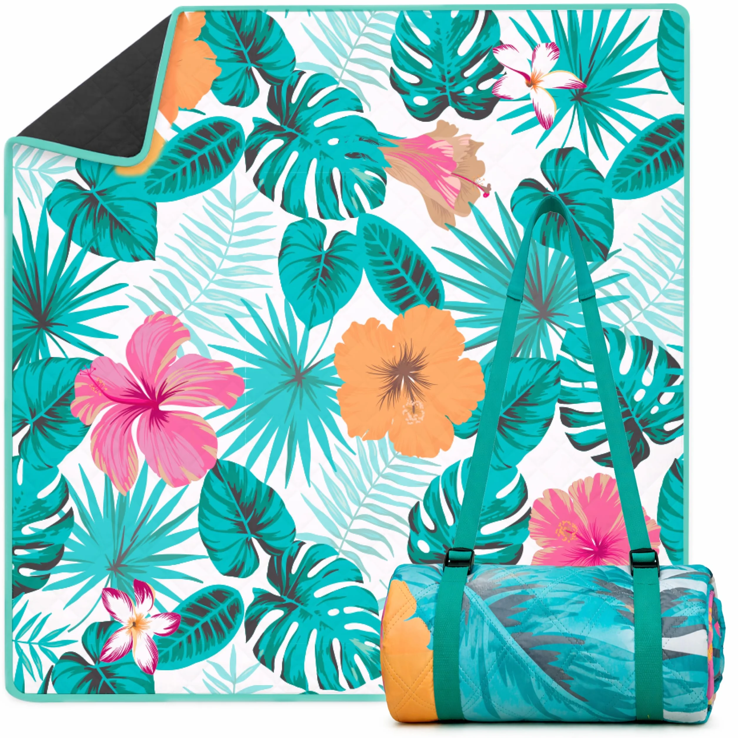 Twinzee Coperta Pic Nic Impermeabile 200x200 cm Stuoia Campeggio Antisabbia Floral