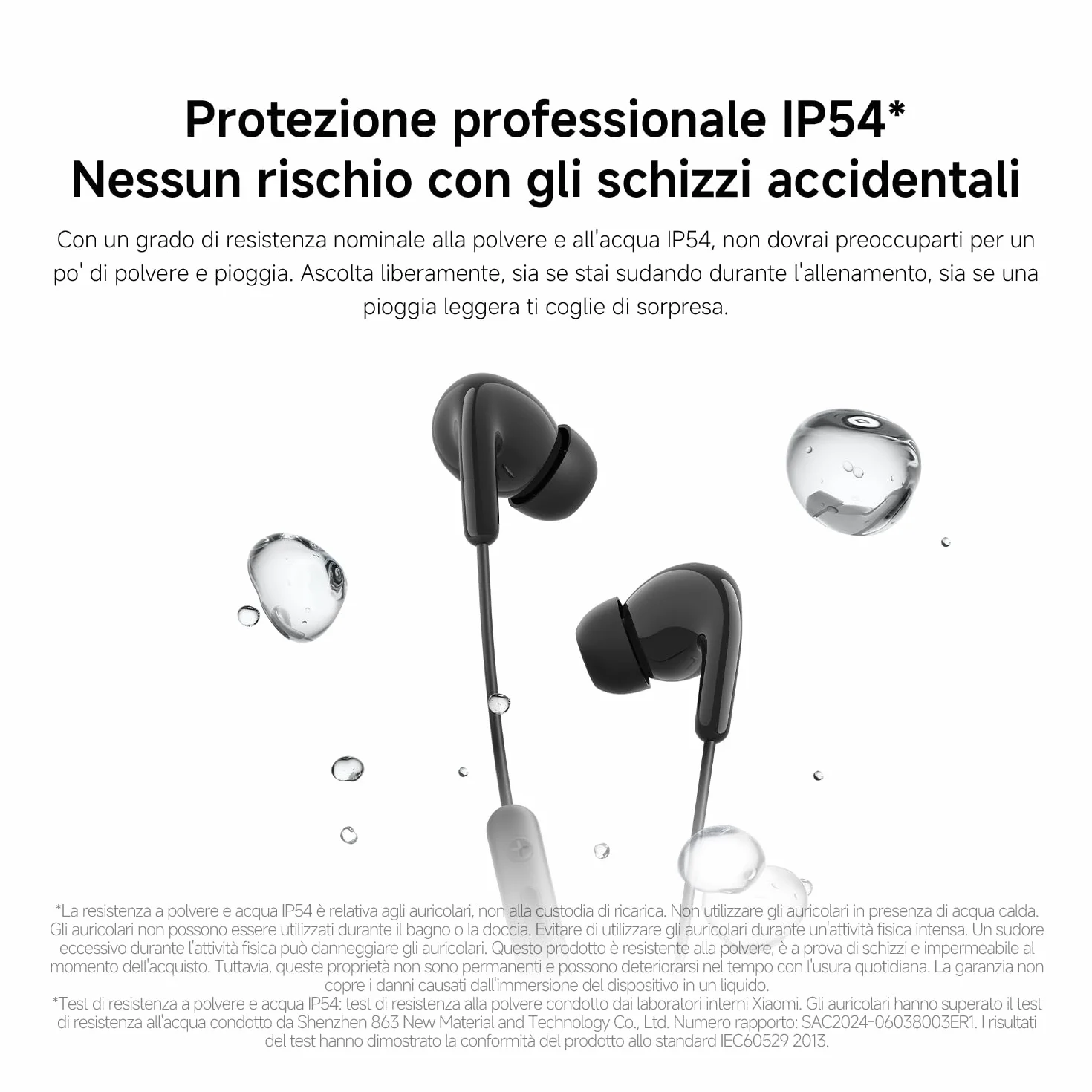 XIAOMI Auricolari Type-C Cuffie Driver 12.4mm Microfono HD IP54 Bianco