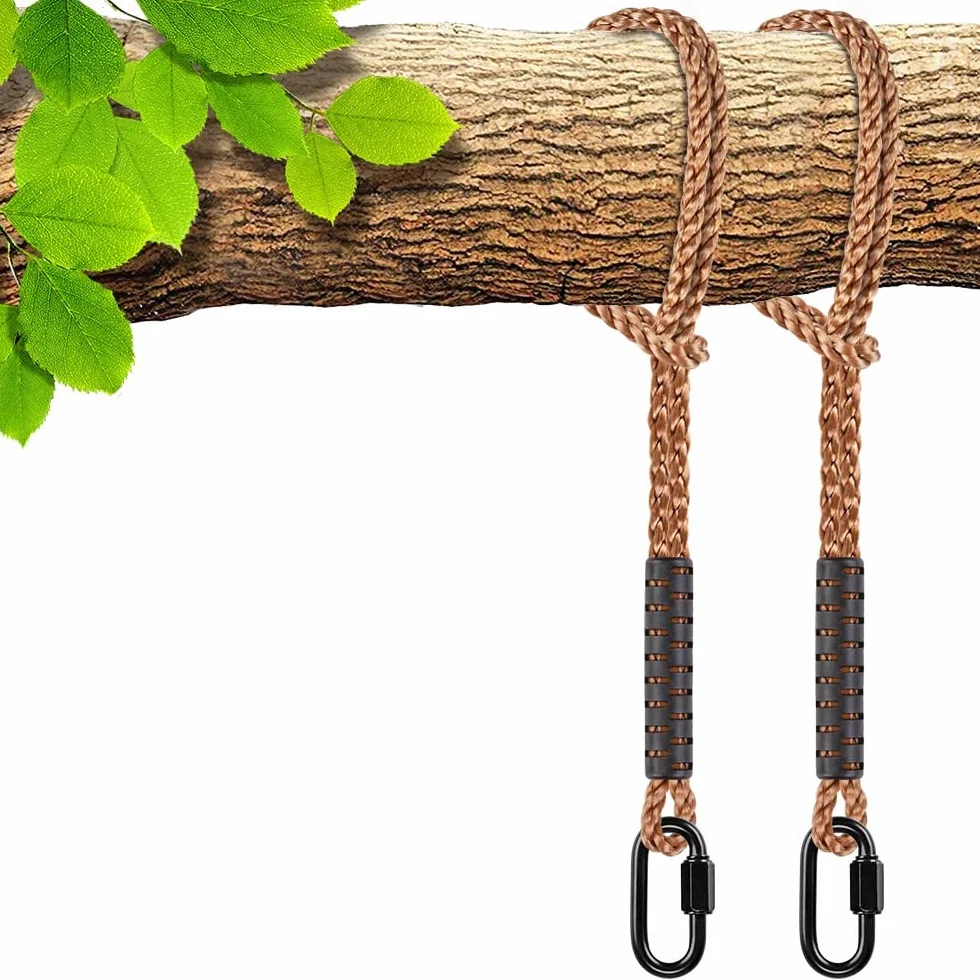 SELEWARE - Confezione da 2 cinghie per amaca, corda per altalena, amaca e sedia con moschettone in acciaio inossidabile, con moschettone fino a 454 kg, per parco giochi all'aperto, altalene, 240cm