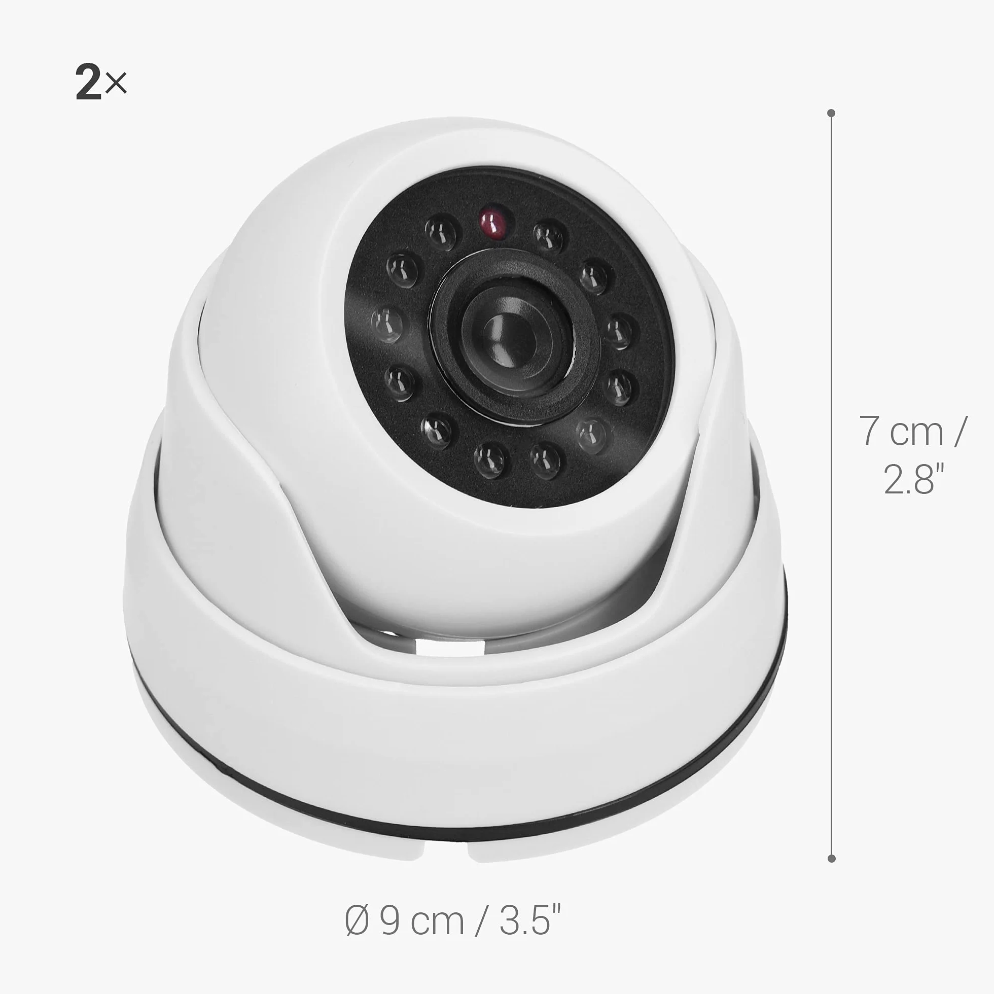 kwmobile Set 2x Finta Telecamera Sorveglianza a Cupola con LED - Dummy Camera Videosorveglianza - Bianco
