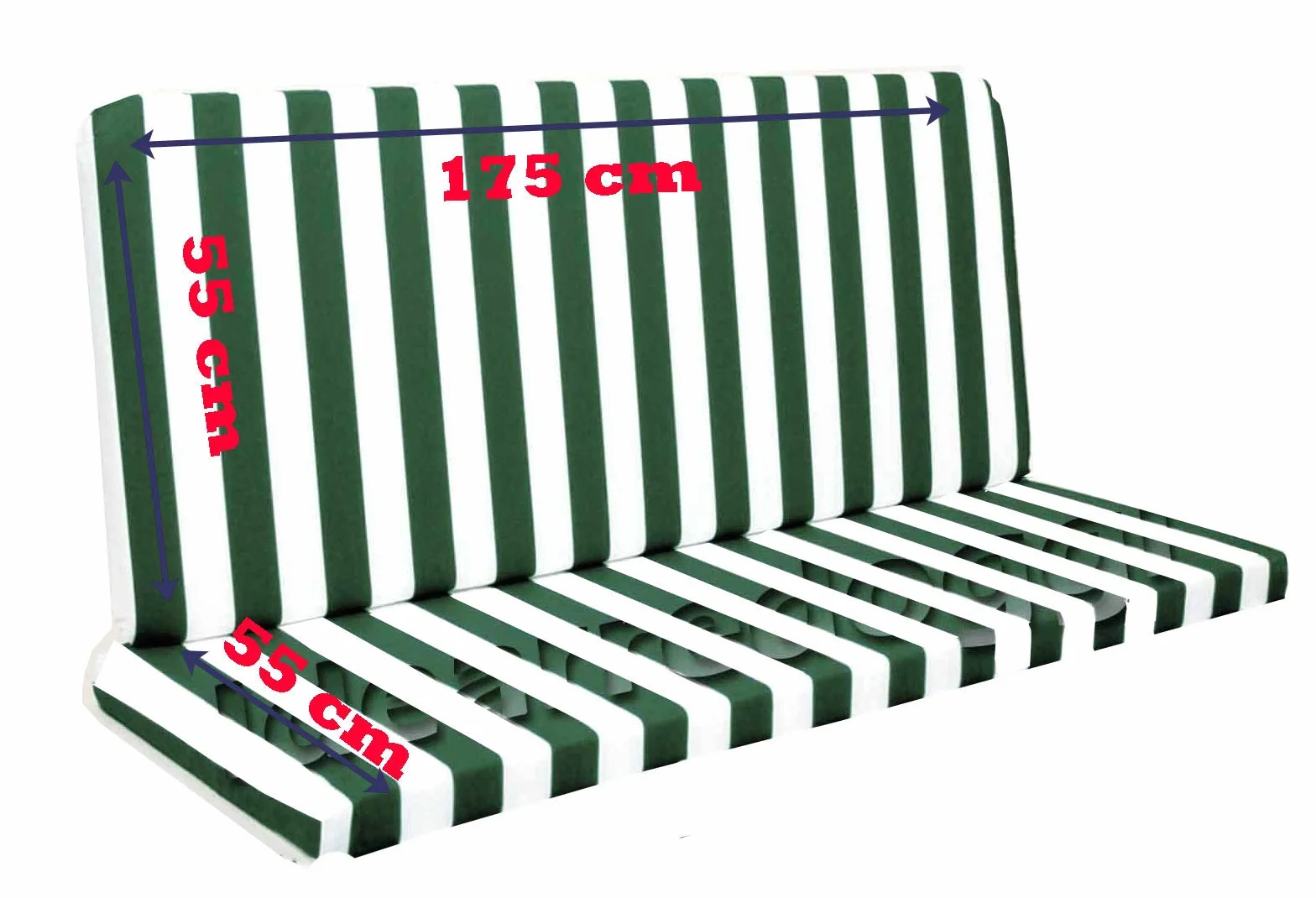 BUONOCORE Cuscino per Dondolo 4 posti 170 Cm Bianco/Verde