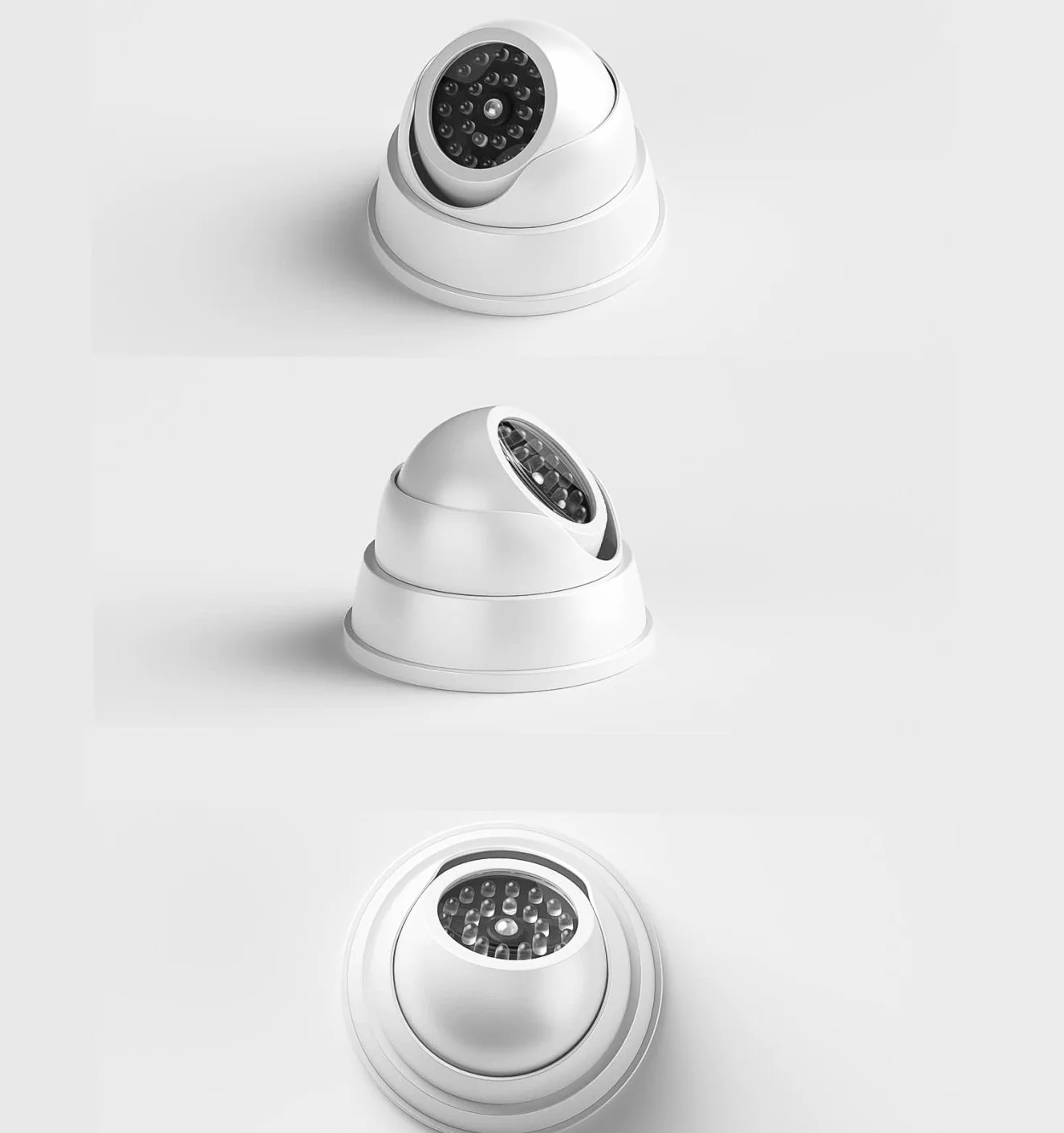 Videocamera Finta Sorveglianza Esterno Interno con Lampeggiante IR Infrarossi CCTV, Bianco