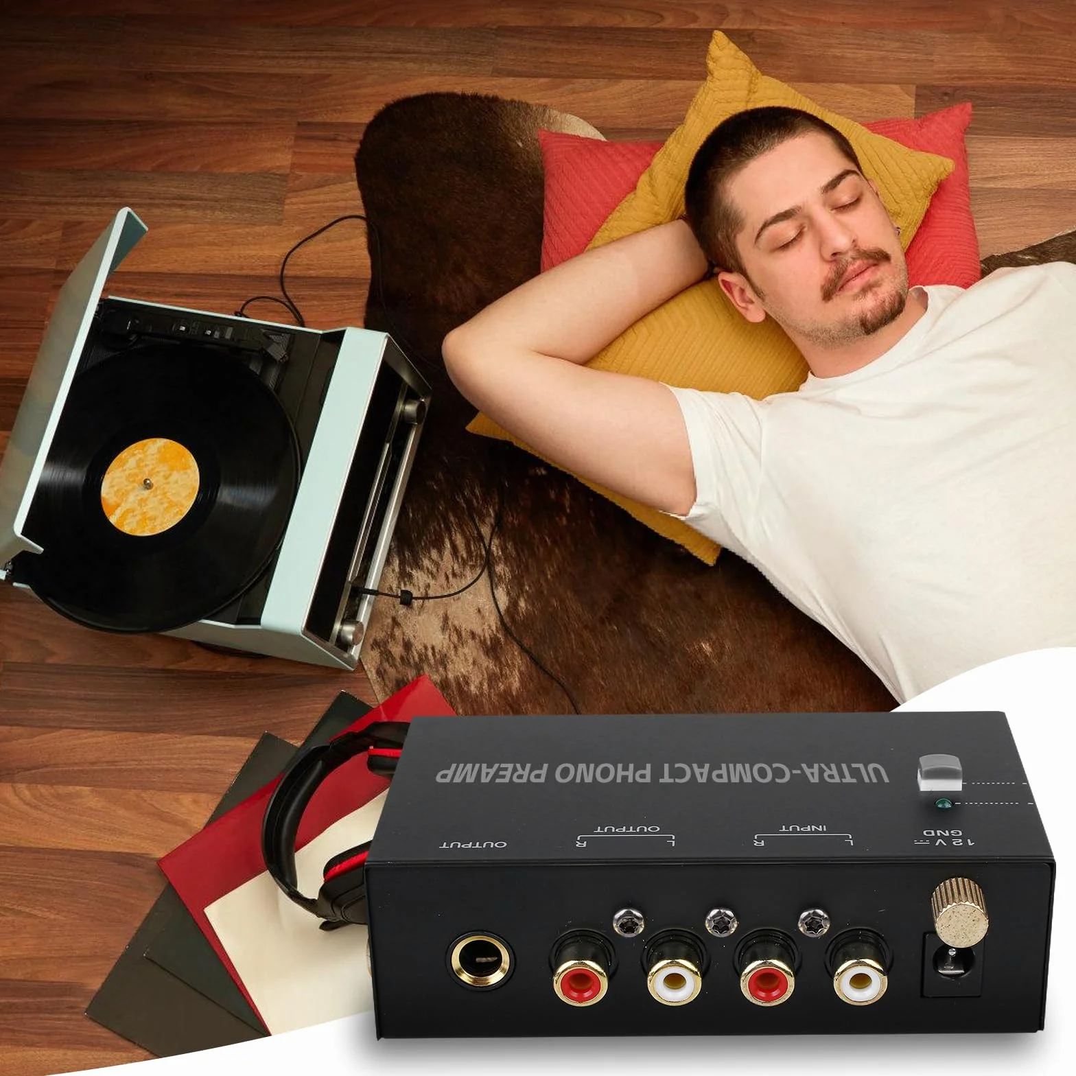 Phono Preamplificatore per Giradischi, Preamp con Adattatore DC 12V