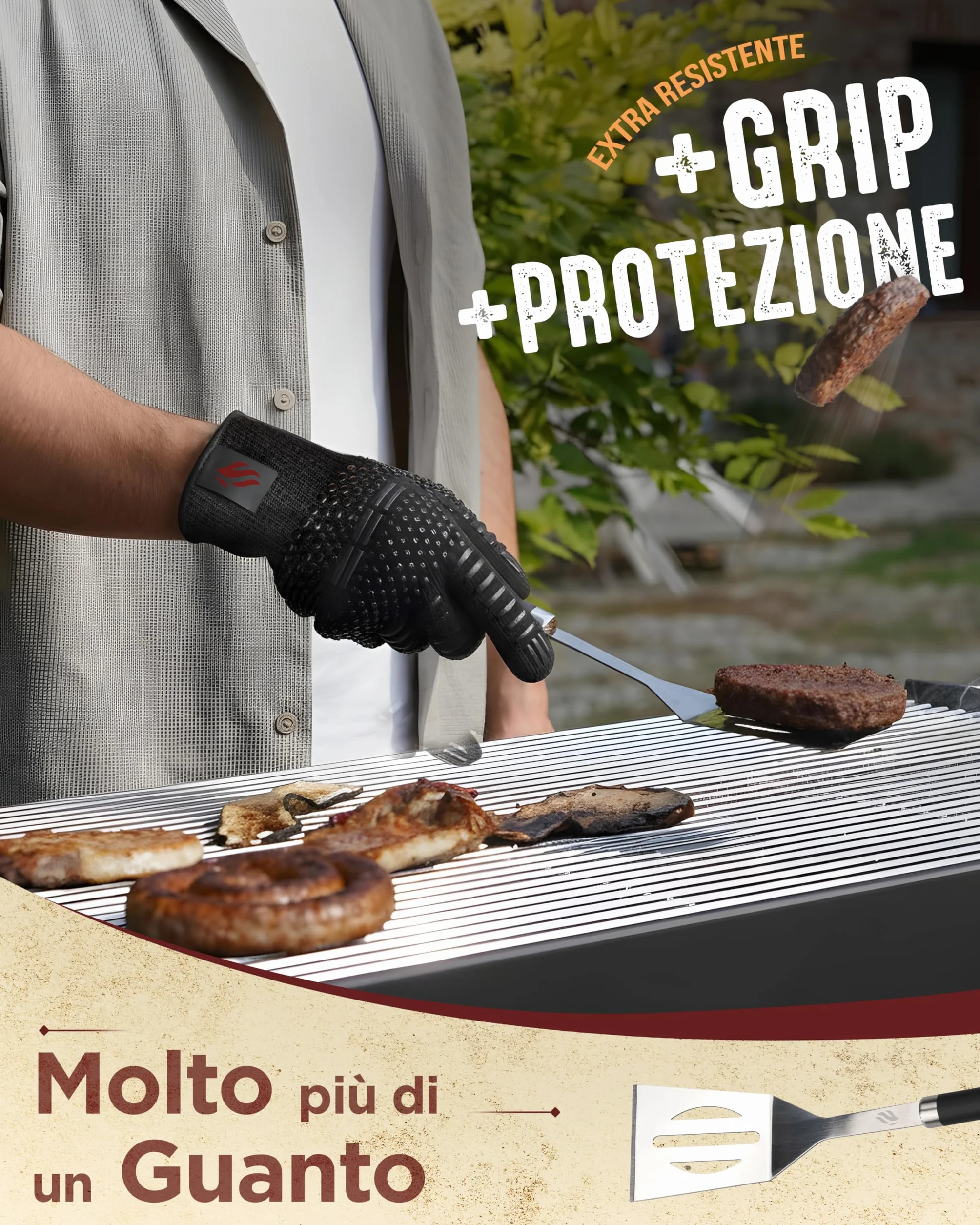 HORUS 23® - Set Accessori Barbecue Professionale con Borsa Porta Attrezzi Barbecue - 4 Accessori BBQ: Pinze, Spatola, Forchettone e Guanto Ignifugo