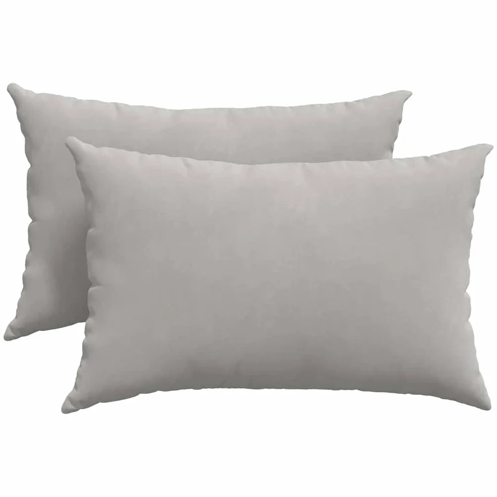 Cuscino divano 2 pezzi grigio chiaro 60x40 cm tessuto con cerniera imbottitura poliestere