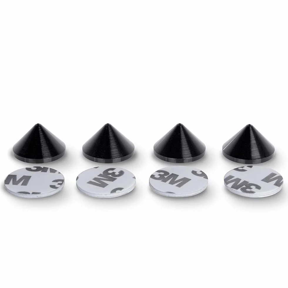 PrecisionGeek Altoparlanti Spike Cono Absorber Vite 4pz Cuscinetto Biadesivo 4pz Aluminio Nero