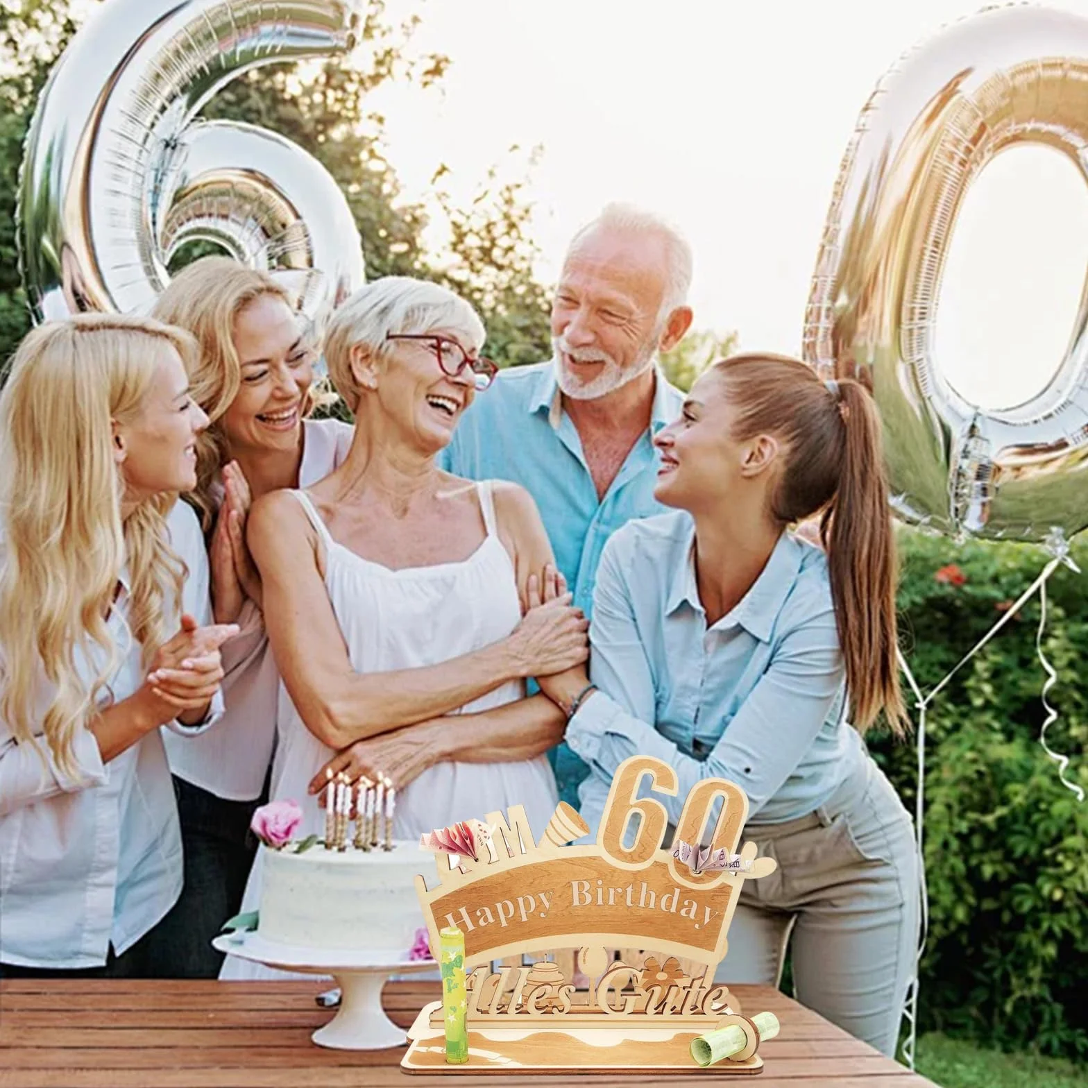 Biglietto Auguri Compleanno in Legno Personalizzato Regalo 60 Anni Donna Uomo