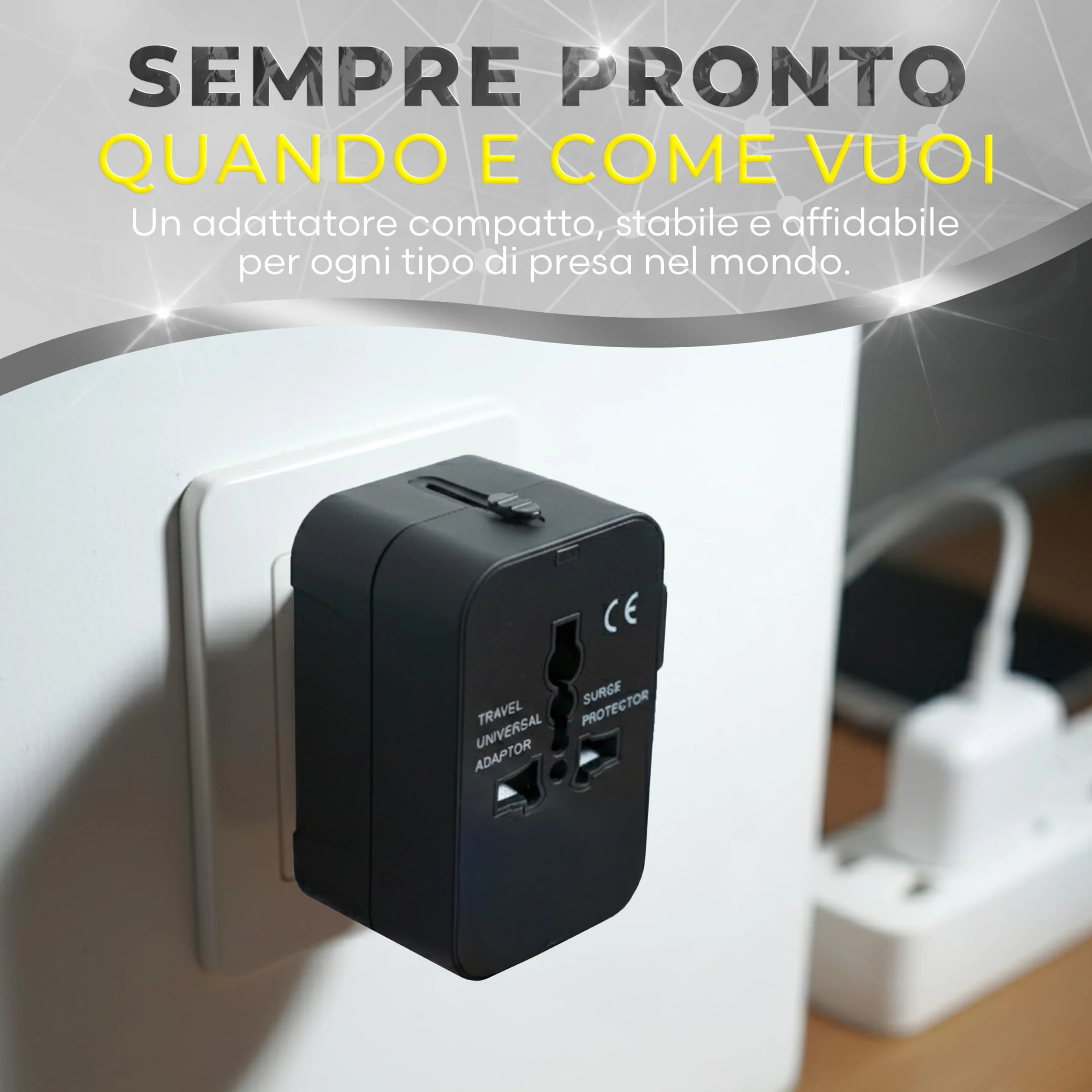 Adattatore Universale da Viaggio Internazionale USA UK Europa Australia Giappone con Protezione Surge Integrata