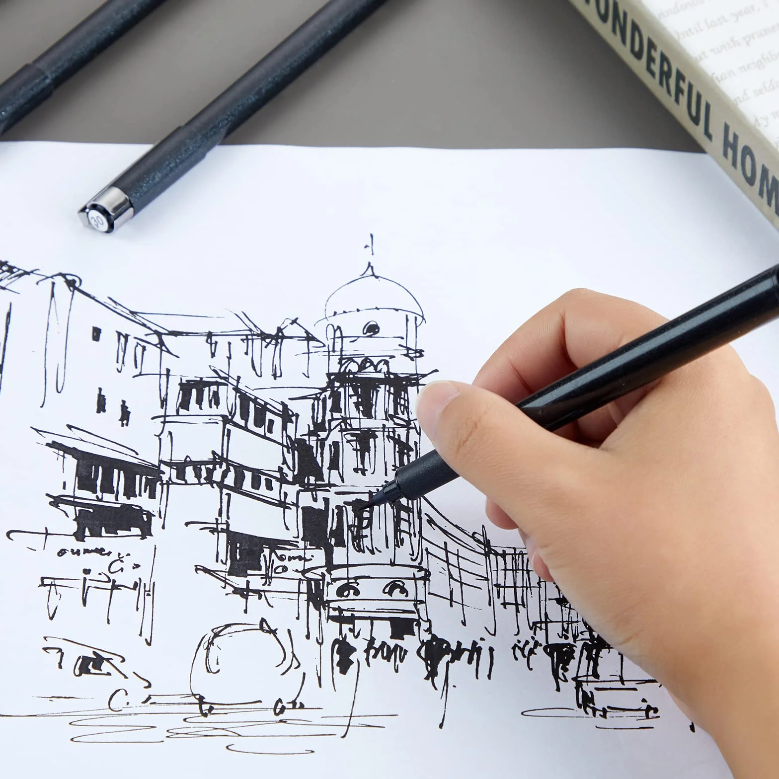 TWOHANDS Penne da disegno Fineliner Nero Punta Fine Pigment Liner impermeabile