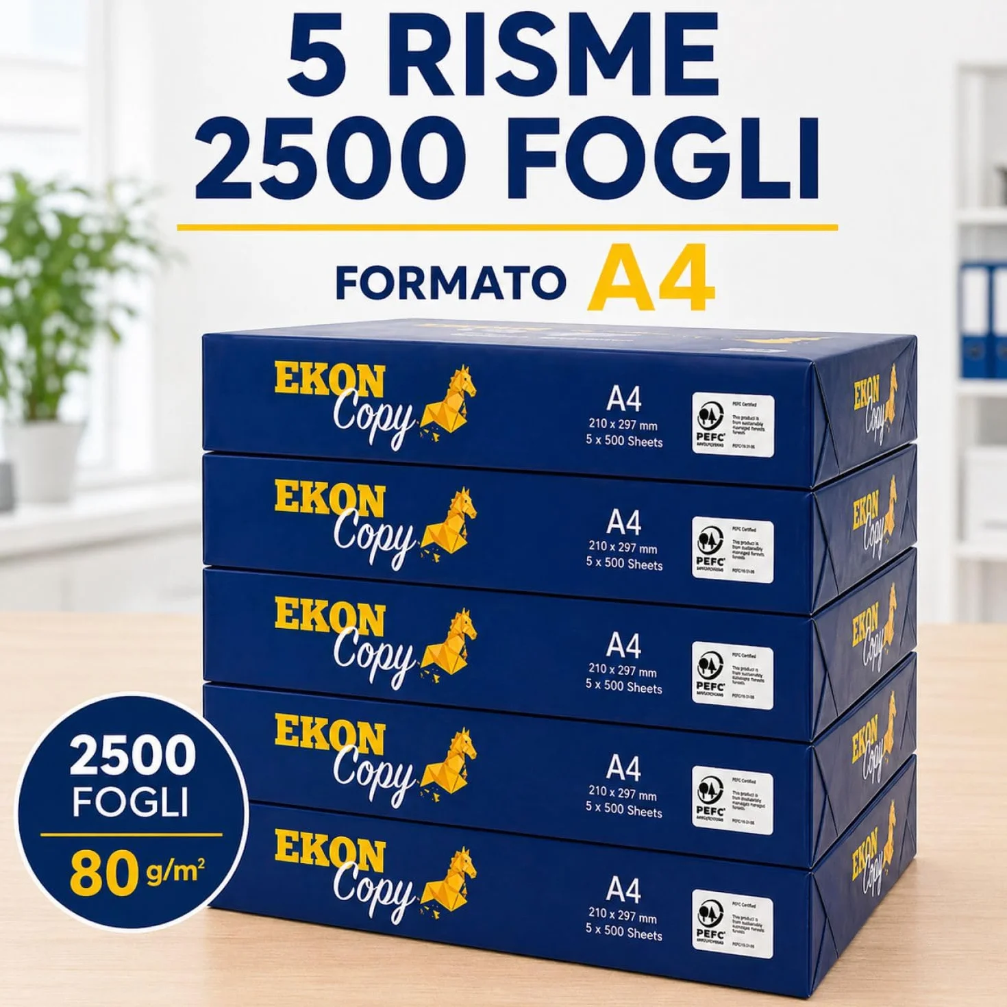 Risma Carta A4 5 pacchi 2500 fogli