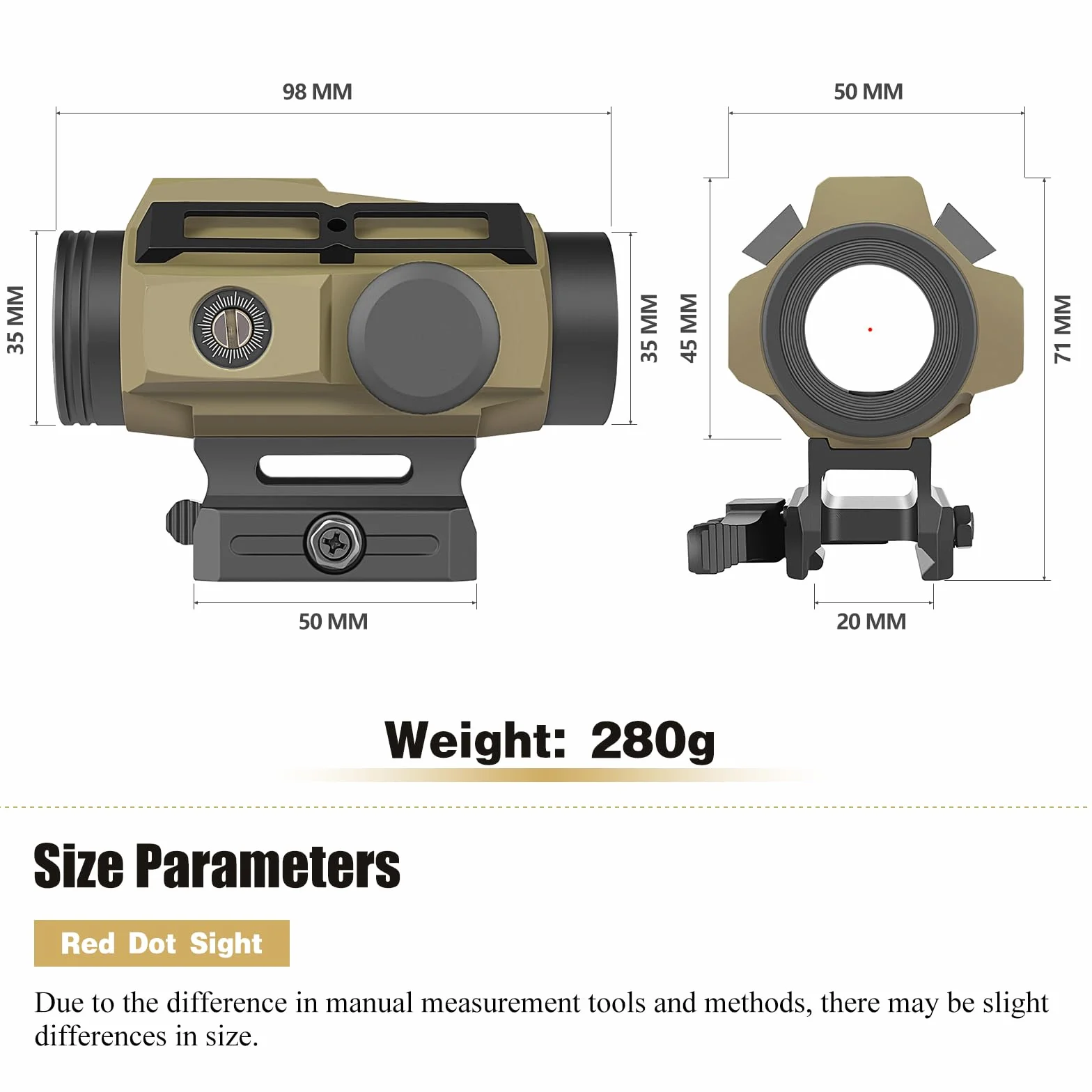 SPINA OPTICS Mirino solare Red Dot Sight 1x30mm 2 MOA con Reticolo Dot/Cross Circle e 7 livelli luminosità QD Mount