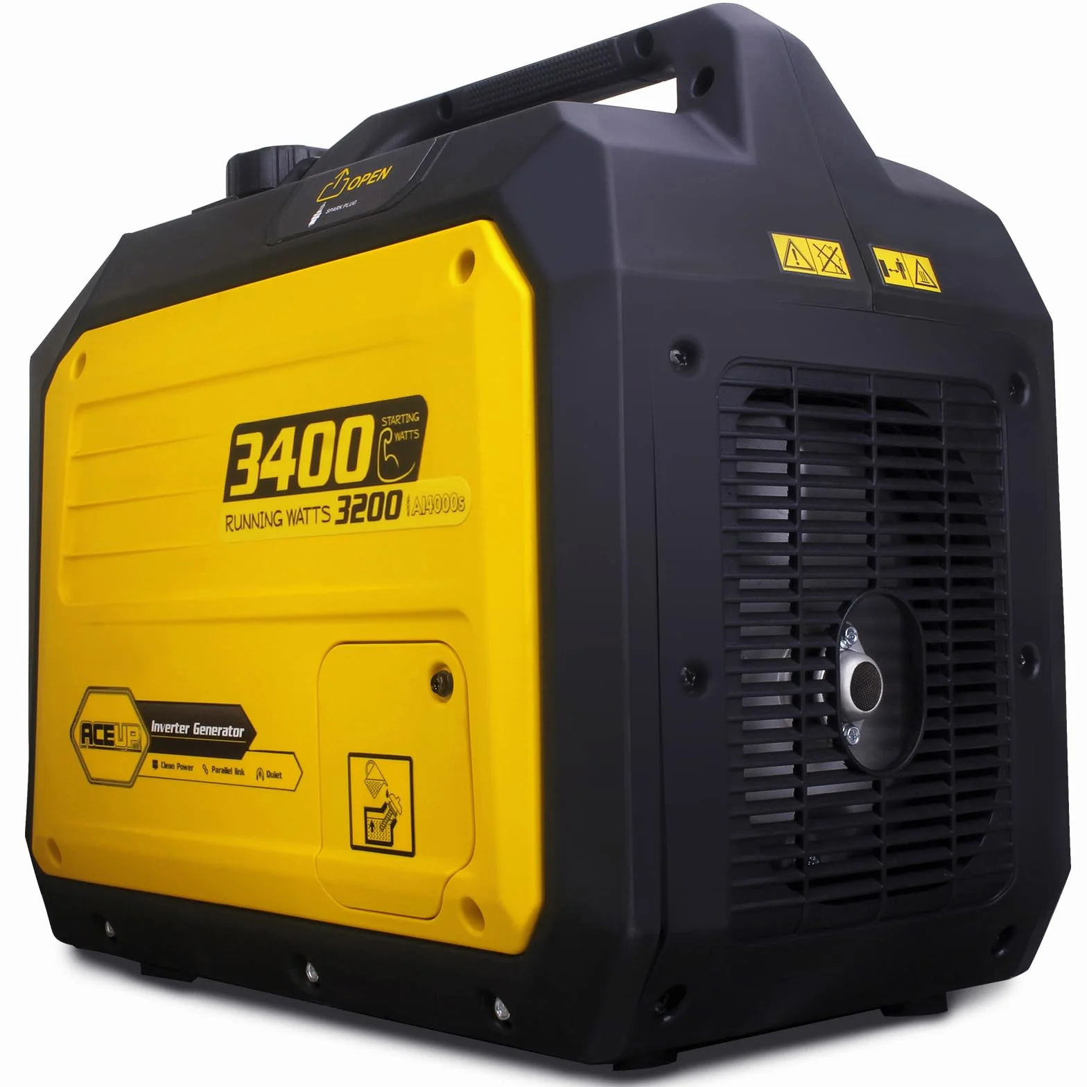 Aceup Energy 3400W Generatore Inverter Generatore di Corrente Benzina con Display Digitale Prese Multiuso Modalità Eco, per il Campeggio L'esterno, L'uso domestico Portatile e Silenzioso