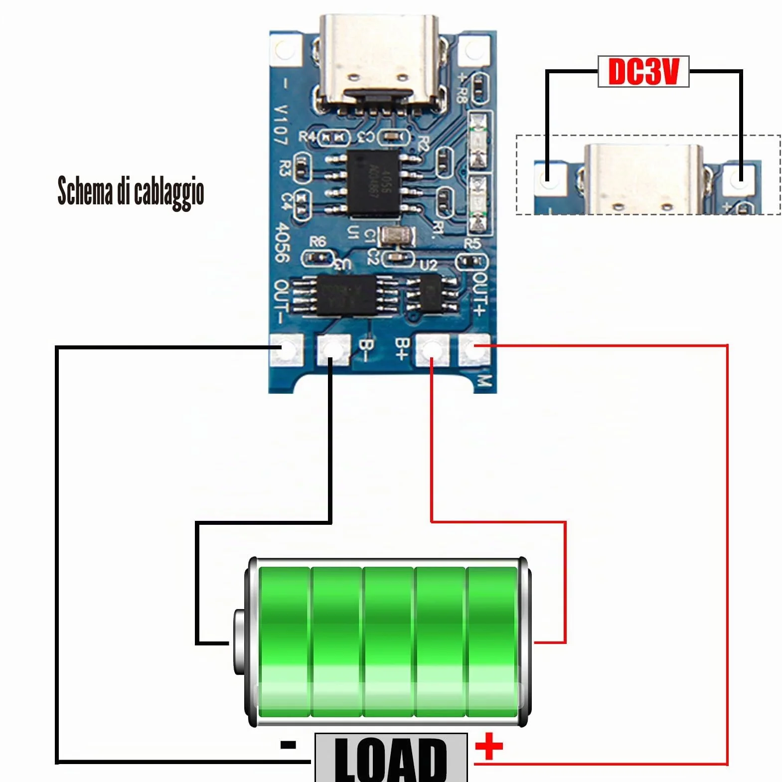 Porta Batterie 3.7V 18650 Custodia Plastica con Slot Singolo + 10 Moduli Caricabatterie USB Tipo-C 5V 1A, Custodie e Cavi Inclusi