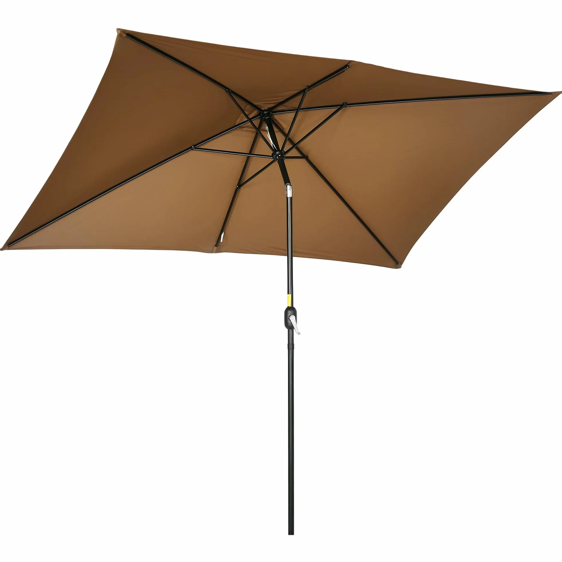 Outsunny Ombrellone da Giardino 2x3 m Inclinabile con Manovella, Ombrellone da Esterno con 6 Stecche in Alluminio e Poliestere, per Cortile, Terrazza e Balcone, Protezione UV
