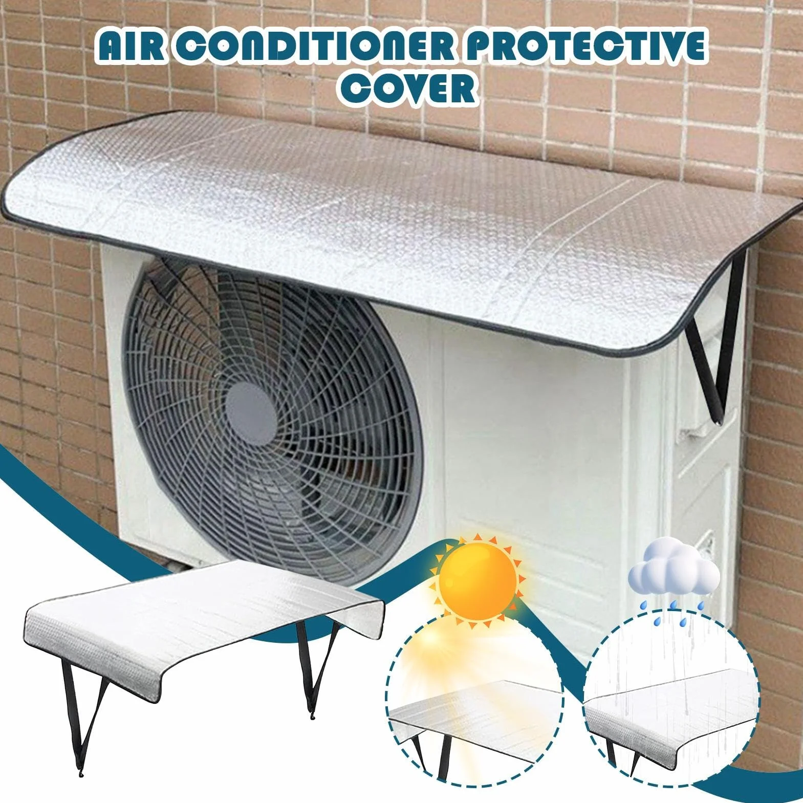 Copri Condizionatore Esterno Impermeabile Scudo Ombrellone Protezione Anti-Intemperie Sole Pioggia Neve