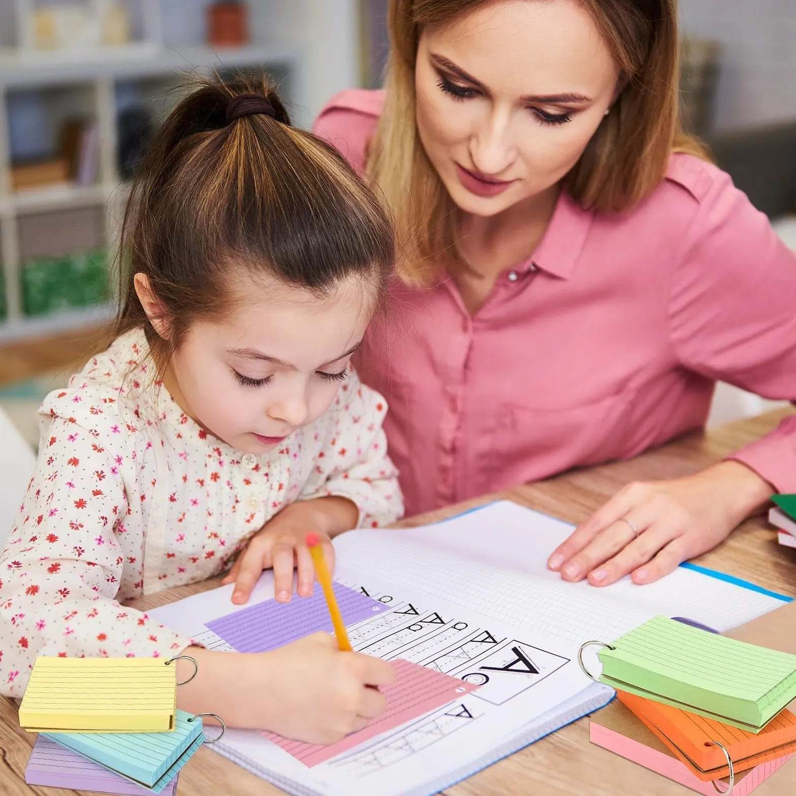 Flashcard A7 600 pezzi Carta Kraft 150g/m² Schede indice a Righe con Anello Blocchi Flash Card Cartoncino