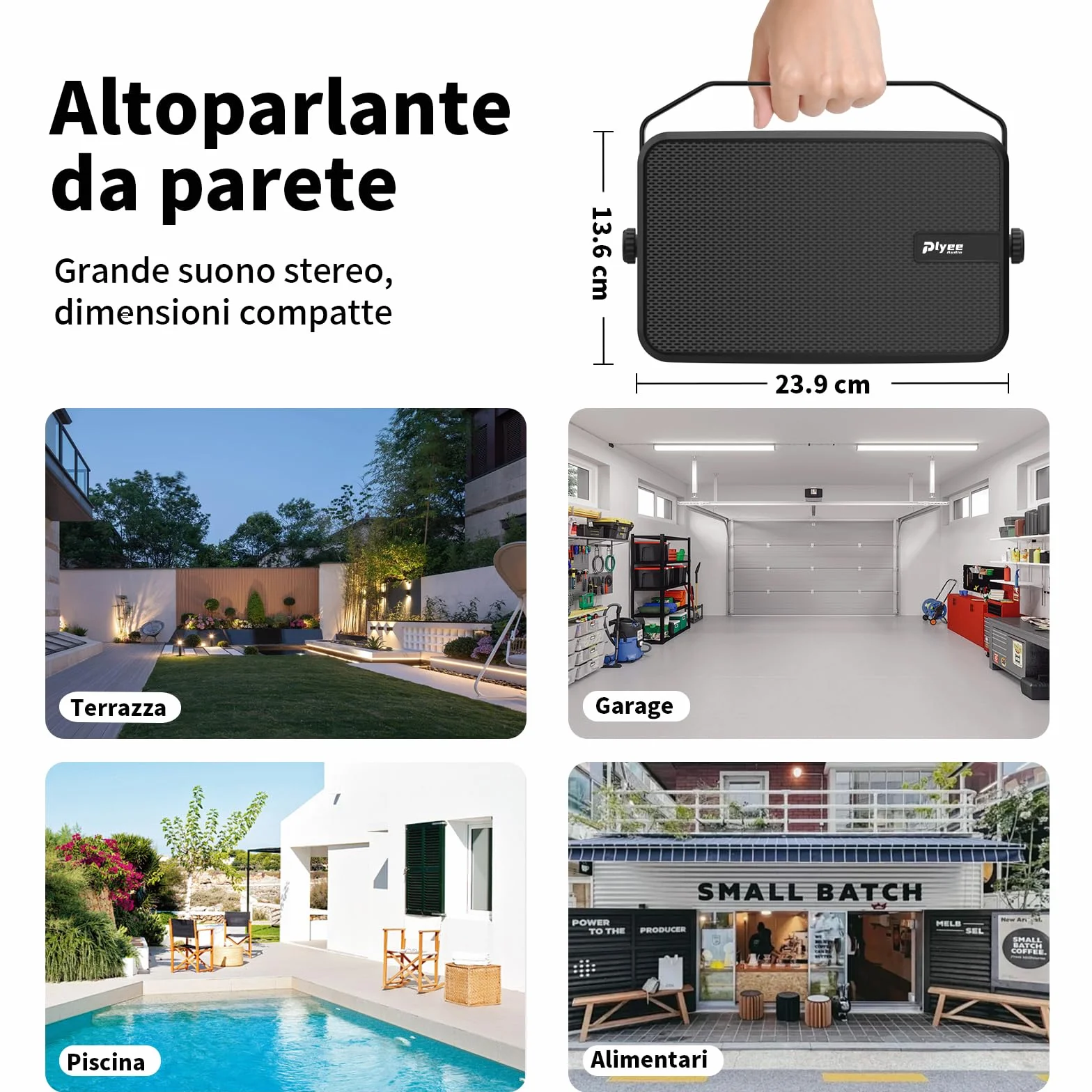 Casse Bluetooth da Esterno Attive + Passive con Amplificatore Integrato, Supporto Bluetooth e Aux, Confezione da 2 (MZ-622)