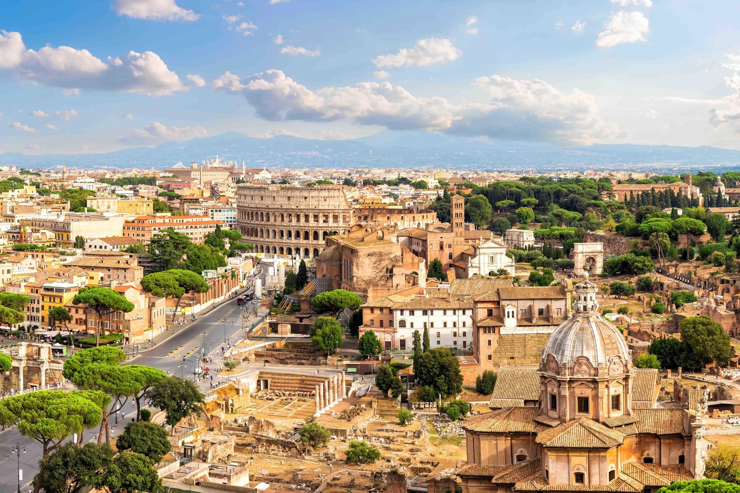 Set di cartoline Roma: 9 carte singole - Motivi fotografici Colosseo, Foro Romano, Basilica di San Pietro