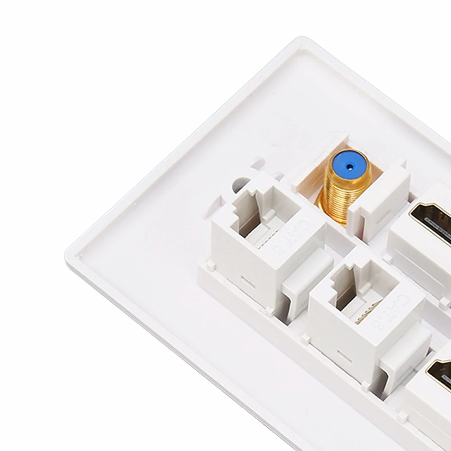 Goshyda Piastra da Parete HDMI Coassiale Ethernet, 6 Porte 4K HDMI RJ45 TV F Head Decorativa