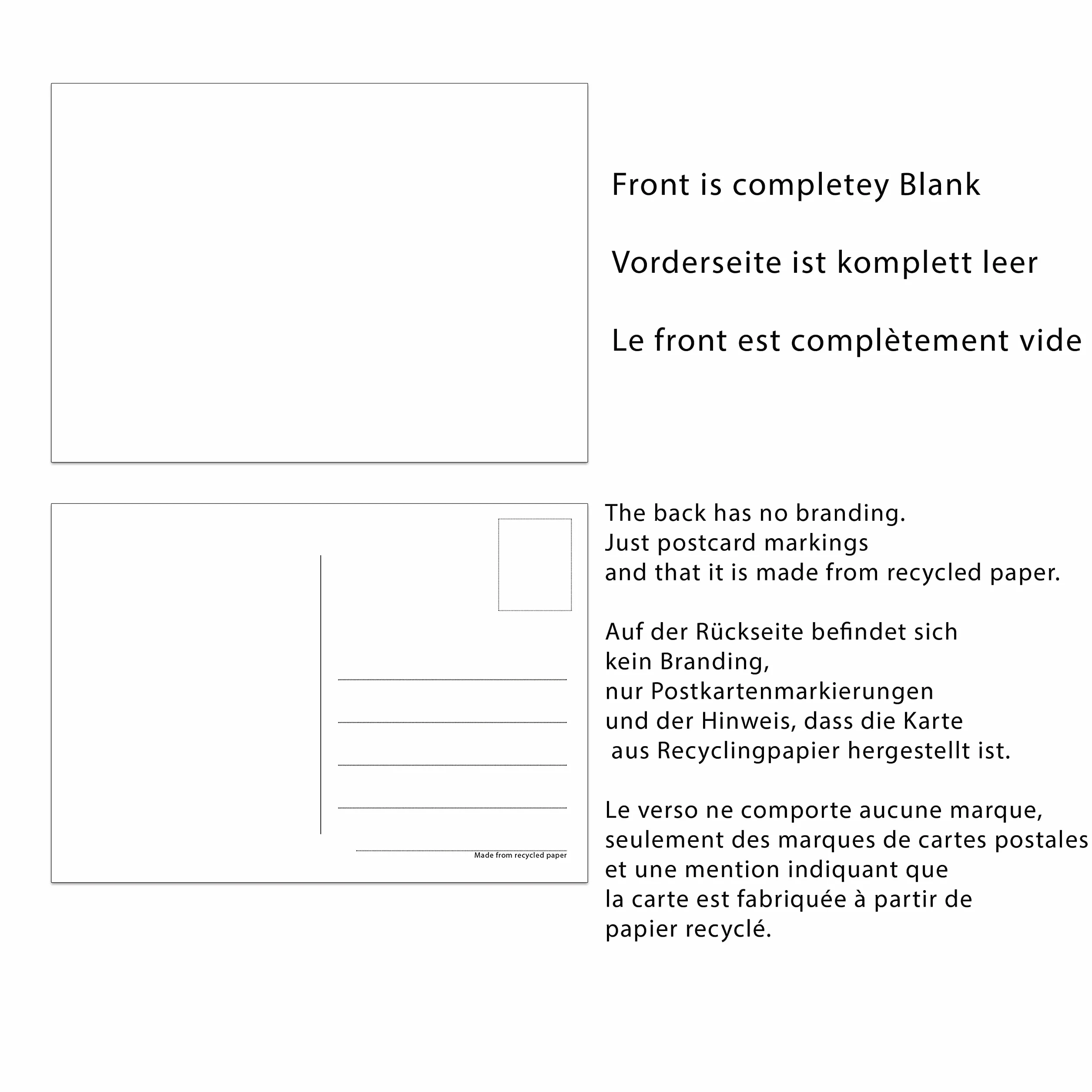 Cartoline bianche in carta riciclata formato A6 (148 x 105 mm) - 100 sztuk
