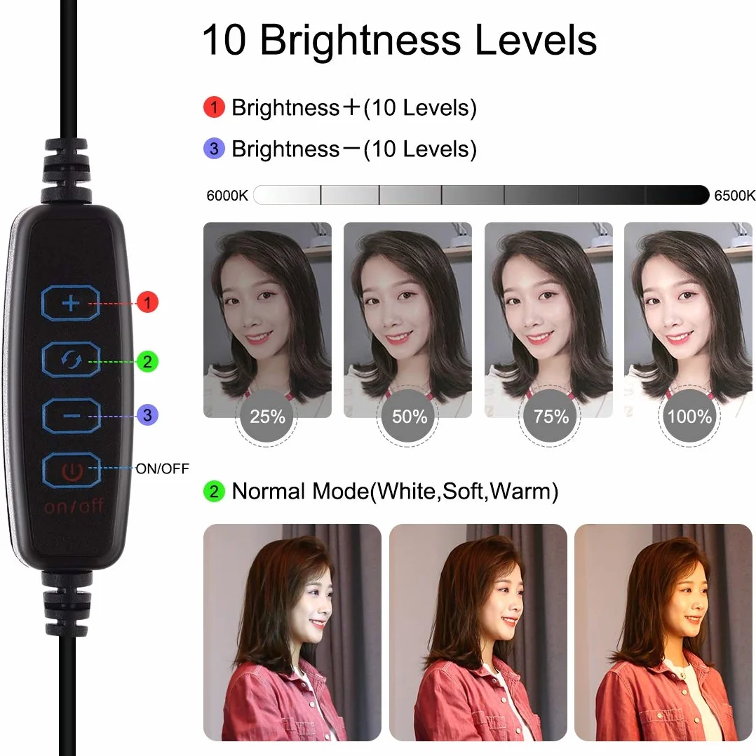 APP LIFE Ring Light 10 Pollici LED 3 Modalità Illuminazione 10 Luminosità Staffa Triangolare