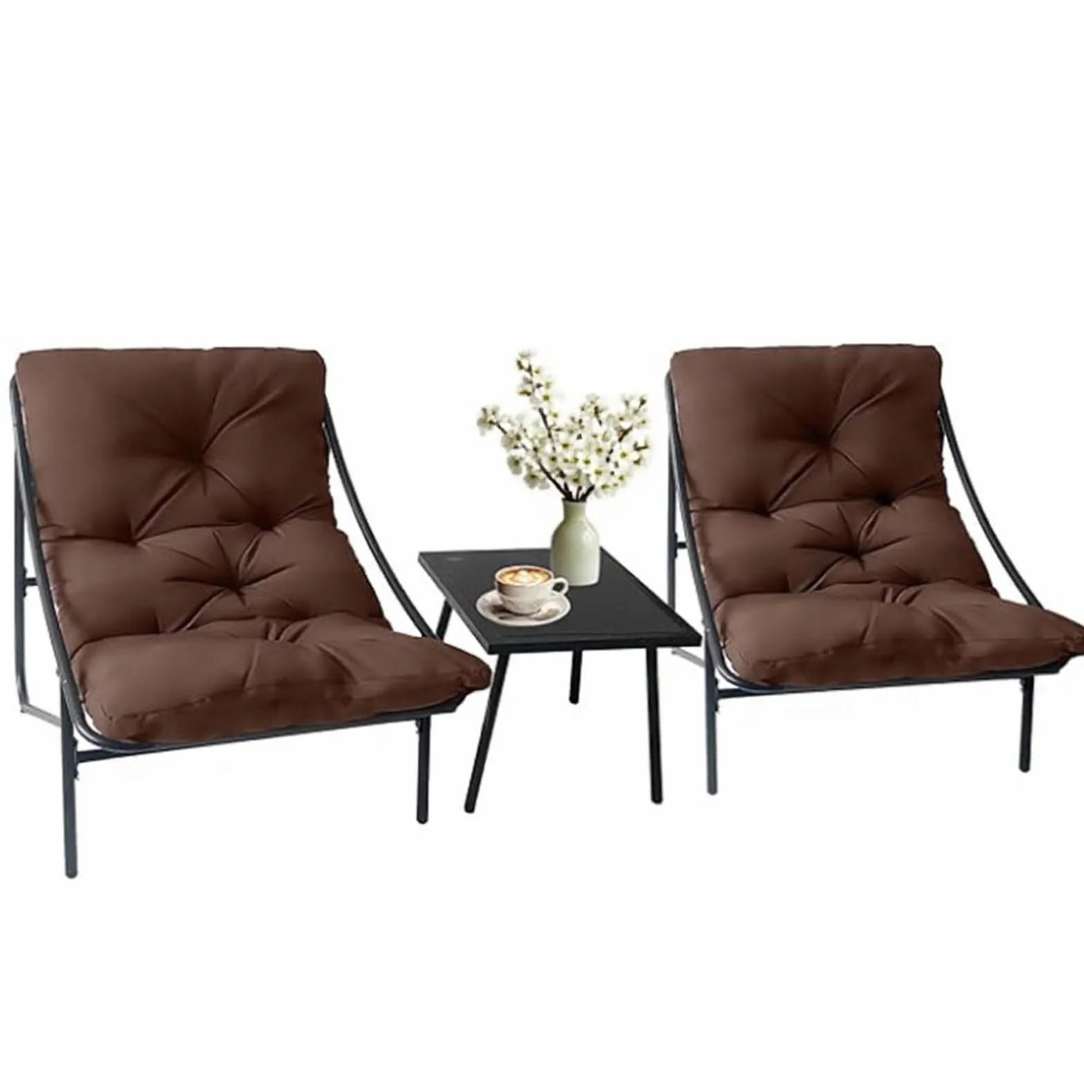 Con Cuscini Rimovibili Set Tavolo E Sedie Da Balcone, Set Di Mobili Da Giardino In Per 2 Persone, Mobili Giardino Per Esternoadatto Per Portici, Terrazze E Balconi Set Da Balcone. (Marrone)